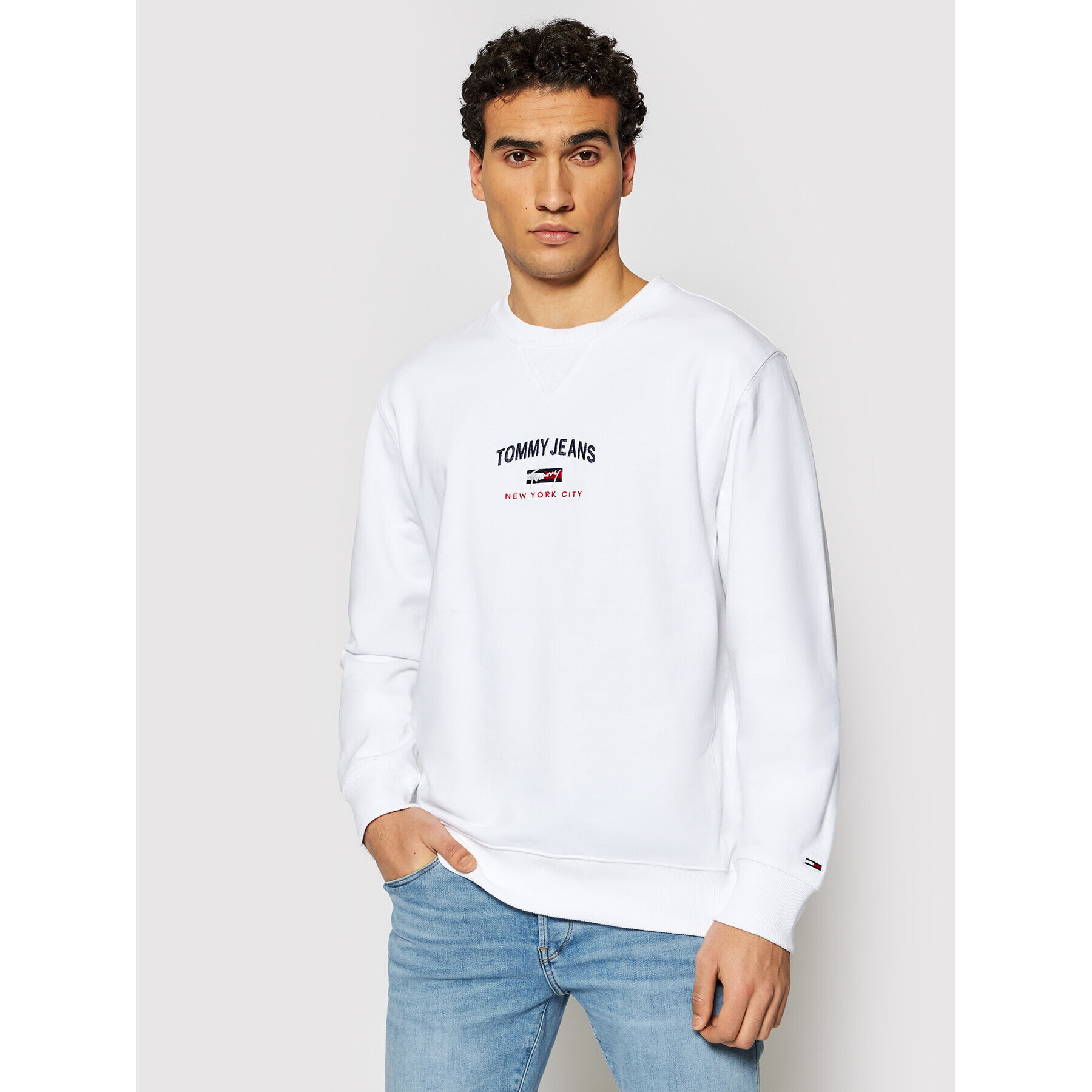 Tommy Jeans Pulóver Tjm Timeless Crew 1 DM0DM10193 Fehér Regular Fit - Pepit.hu