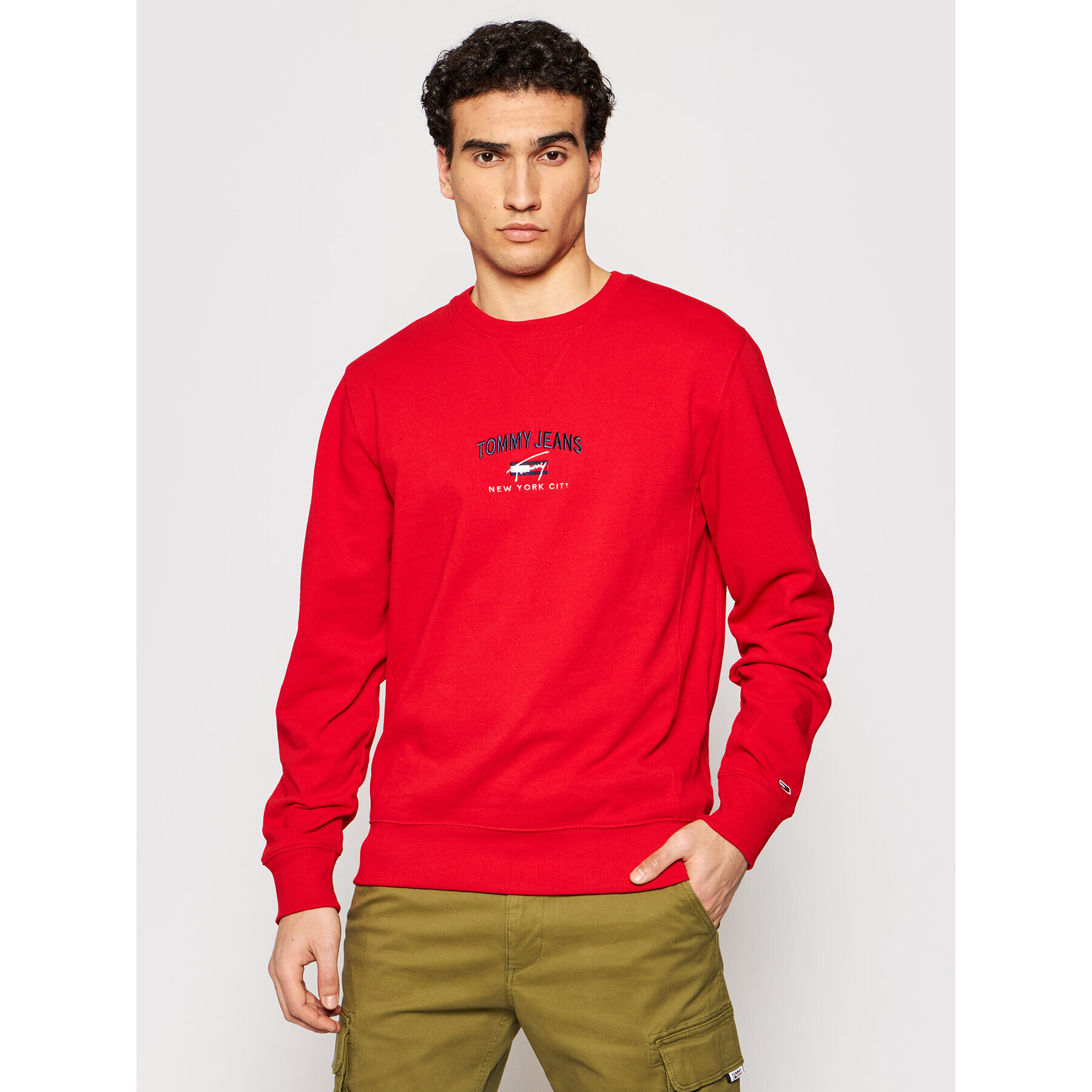 Tommy Jeans Pulóver Tjm Timeless DM0DM10193 Piros Regular Fit - Pepit.hu