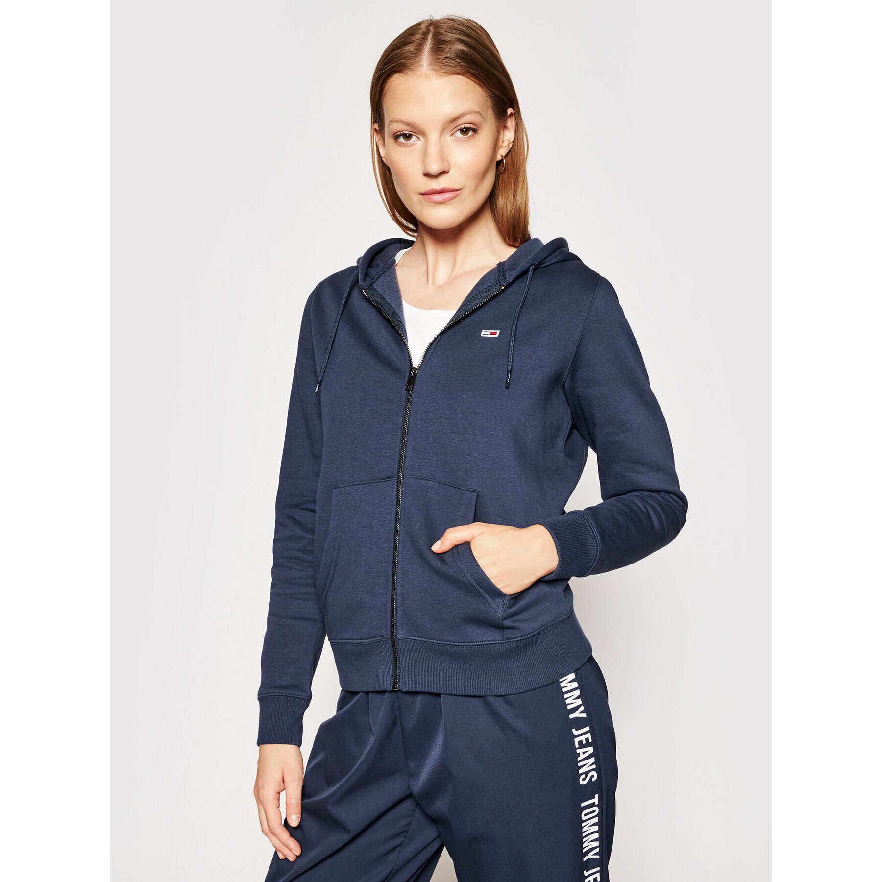 Tommy Jeans Pulóver Zip Through DW0DW10135 Sötétkék Regular Fit - Pepit.hu