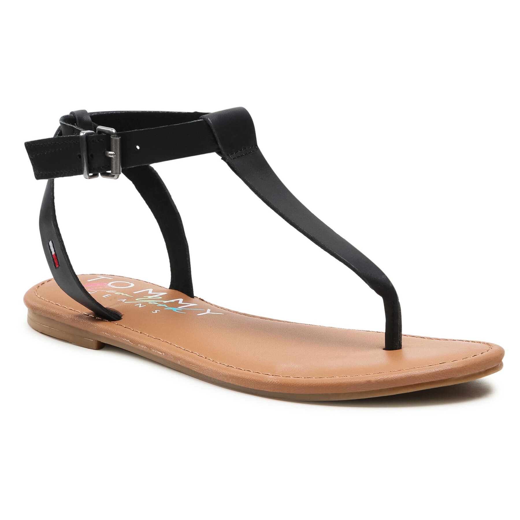 Tommy Jeans Szandál Essential Toe Post Flat Sandal EN0EN01316 Fekete - Pepit.hu