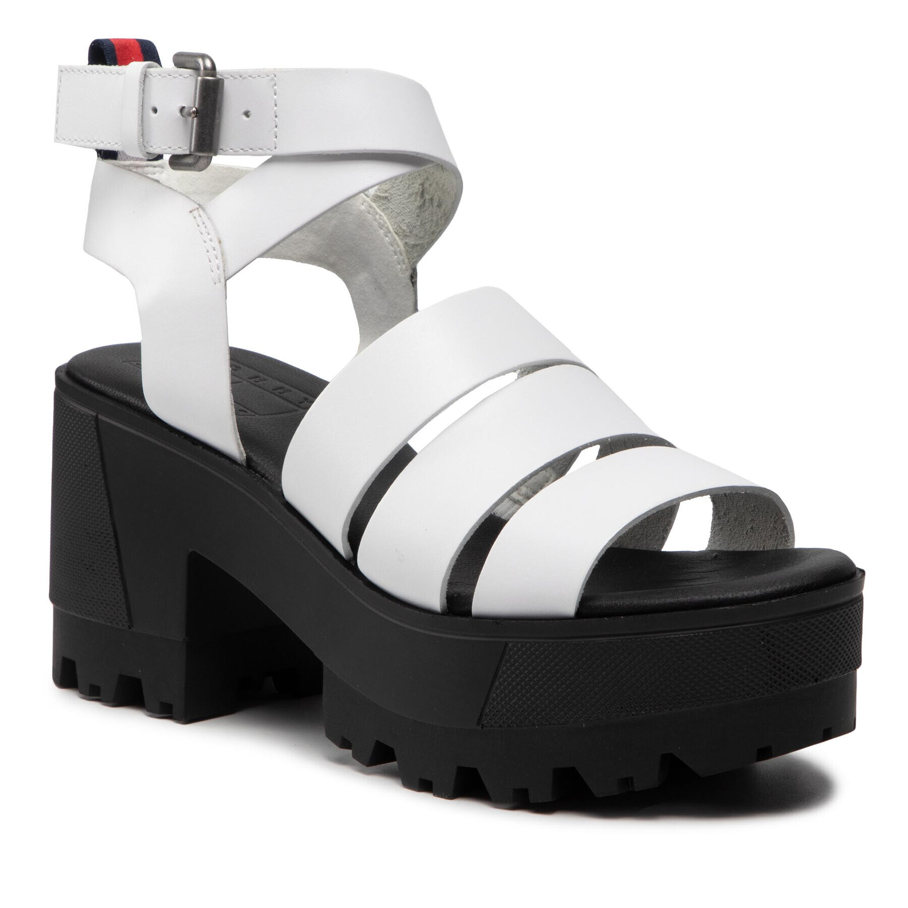 Tommy Jeans Szandál Heeled leather Sandal EN0EN01803 Fehér - Pepit.hu