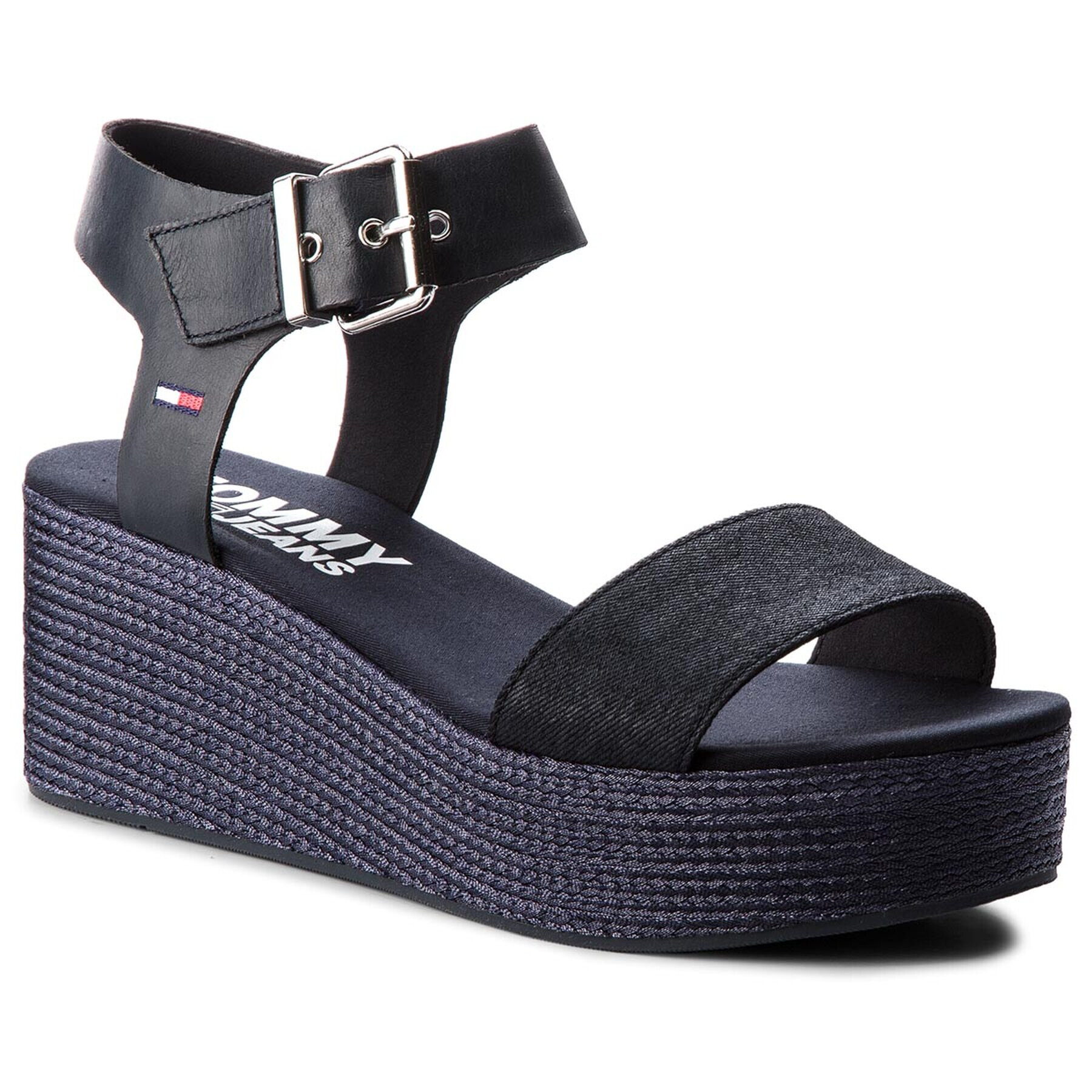 Tommy Jeans Szandál Sporty Denim Flatform Sandal EN0EN00221 Sötétkék - Pepit.hu