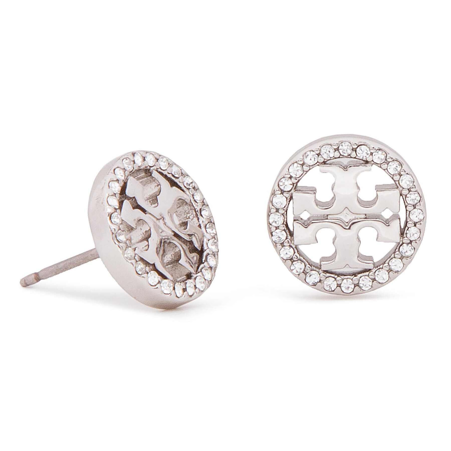 Tory Burch Fülbevaló Crystal Logo Circle Stud Earring 53422 Ezüst - Pepit.hu