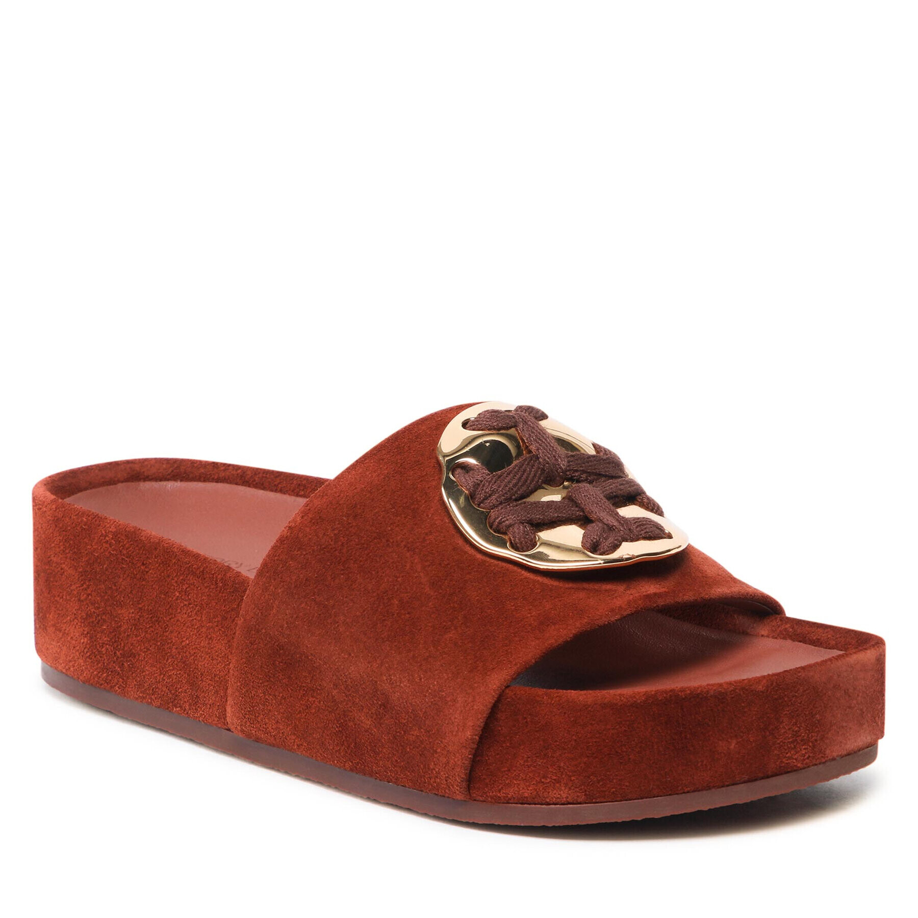 Tory Burch Papucs Patus Logo Sandal 136989 Barna - Pepit.hu