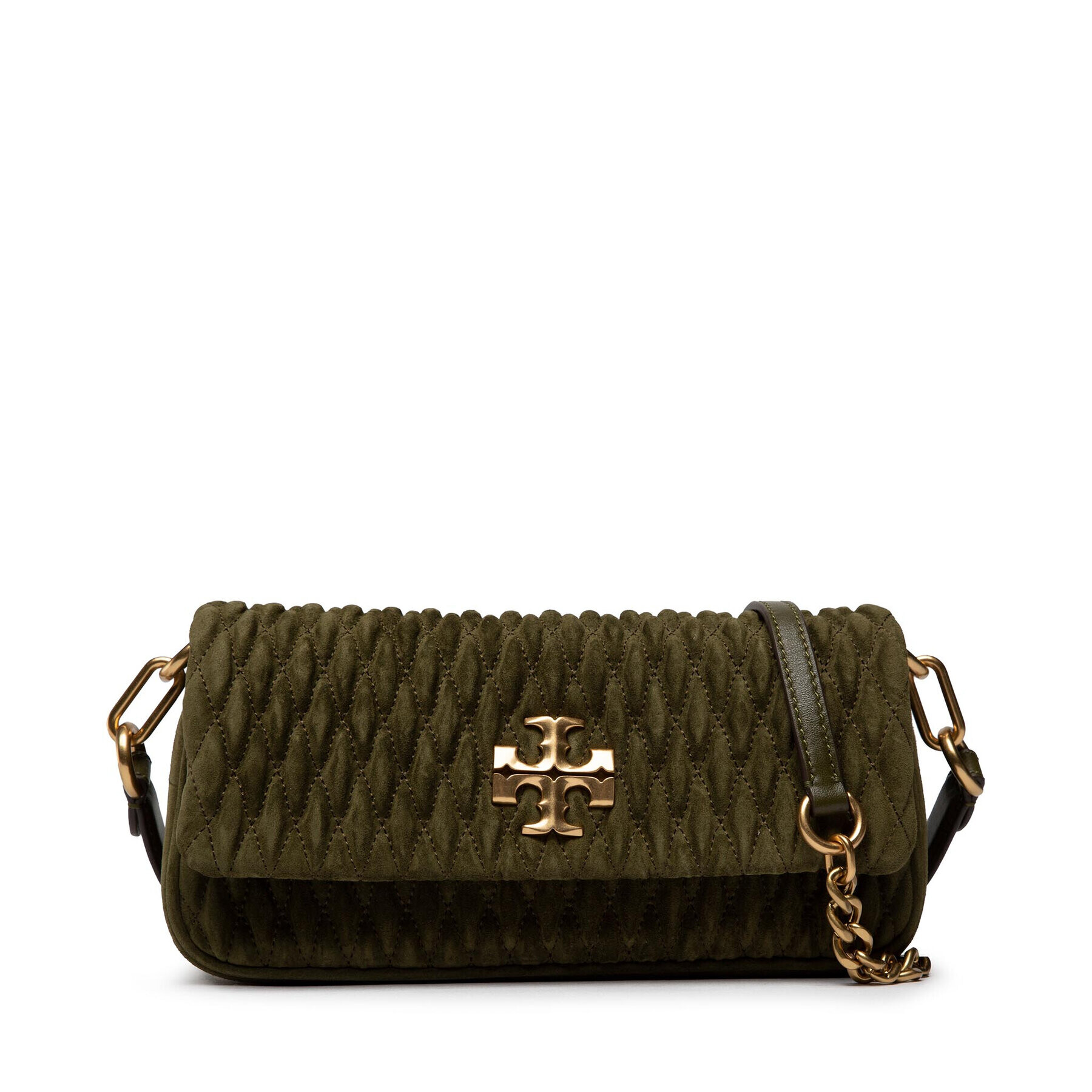 Tory Burch Táska Kira Suede Ruched Small Flap Shoulder Bag 139631 Zöld - Pepit.hu