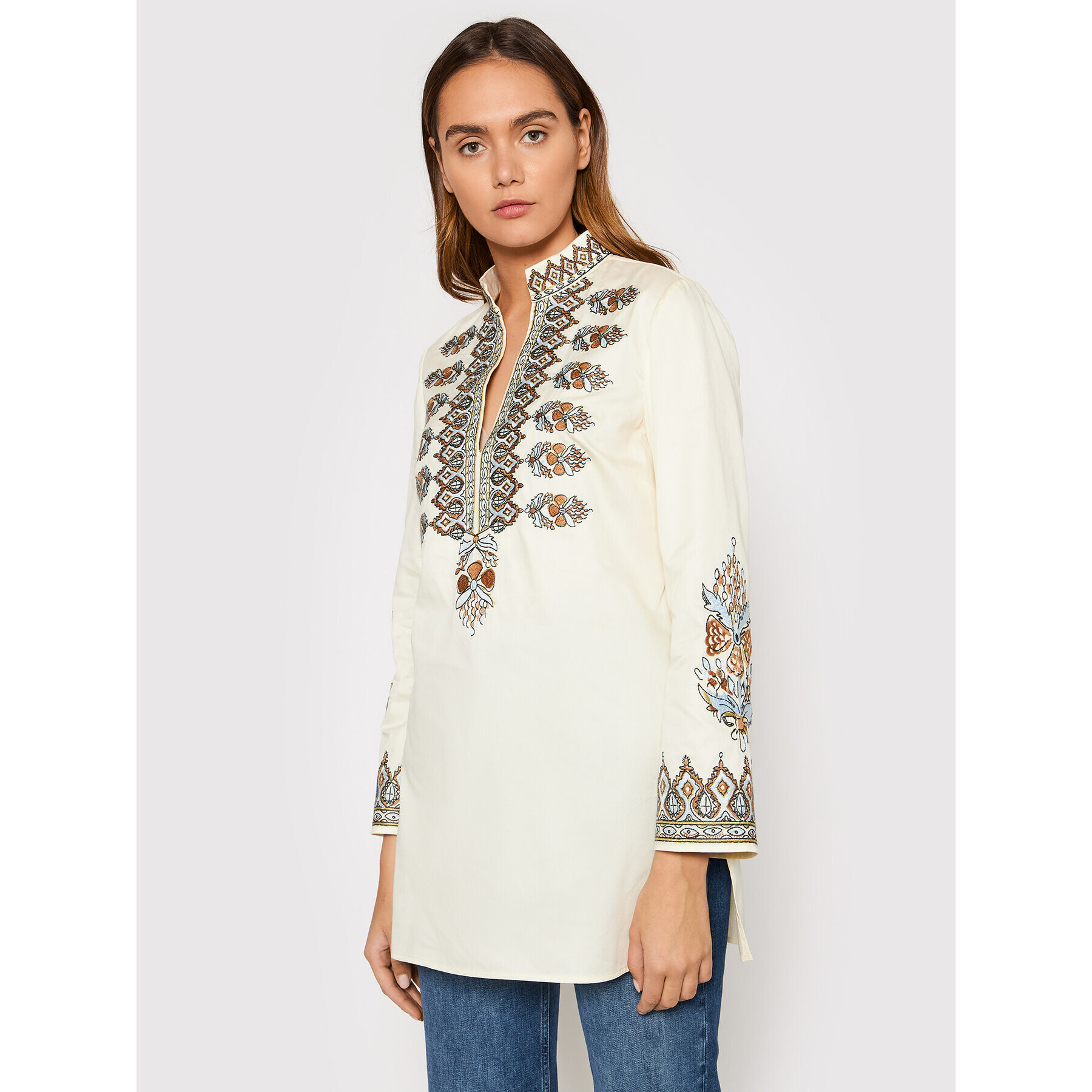 Tory Burch Tunika Embroidered 87518 Bézs Relaxed Fit - Pepit.hu