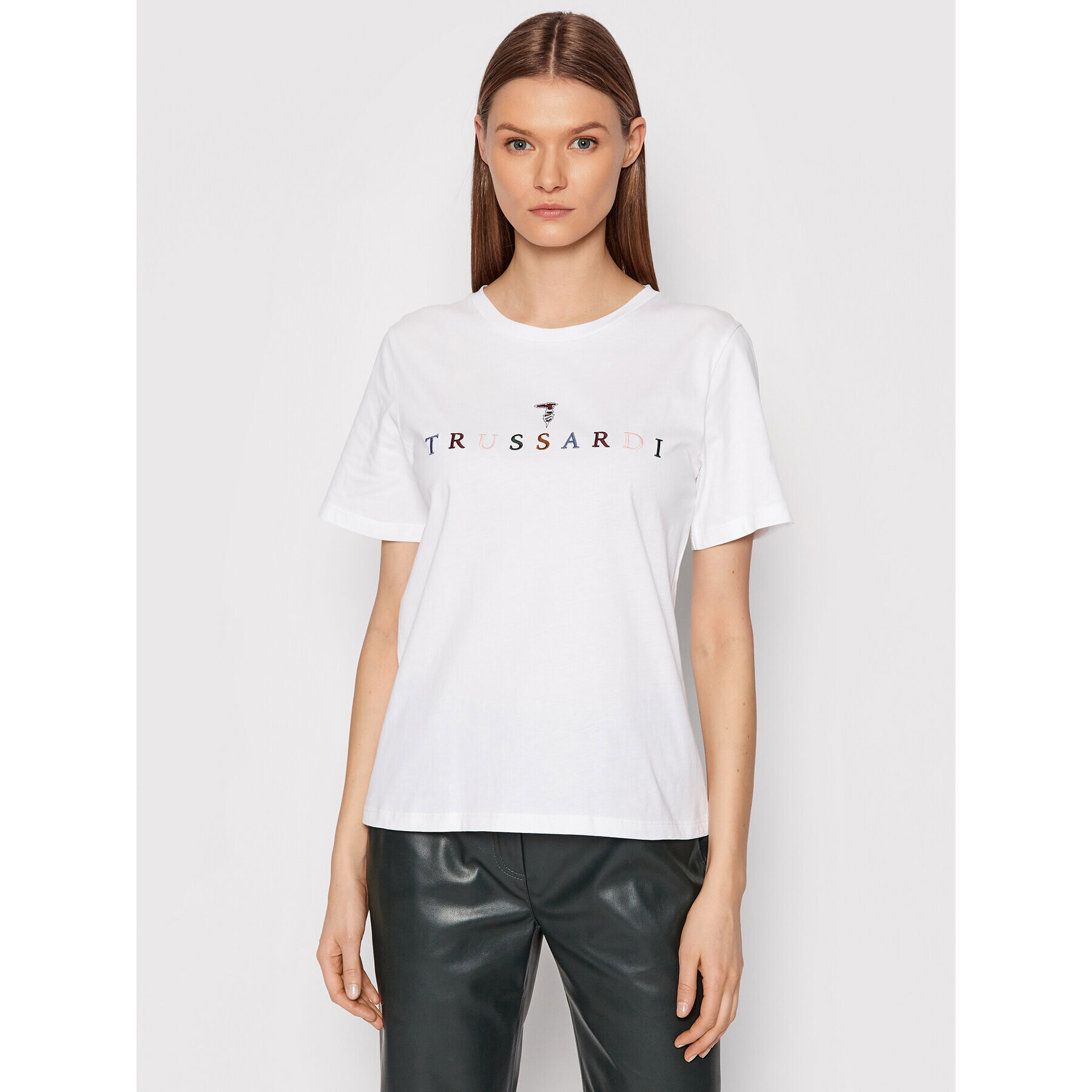 Trussardi Póló Embroidery Logo 56T00484 Fehér Regular Fit - Pepit.hu