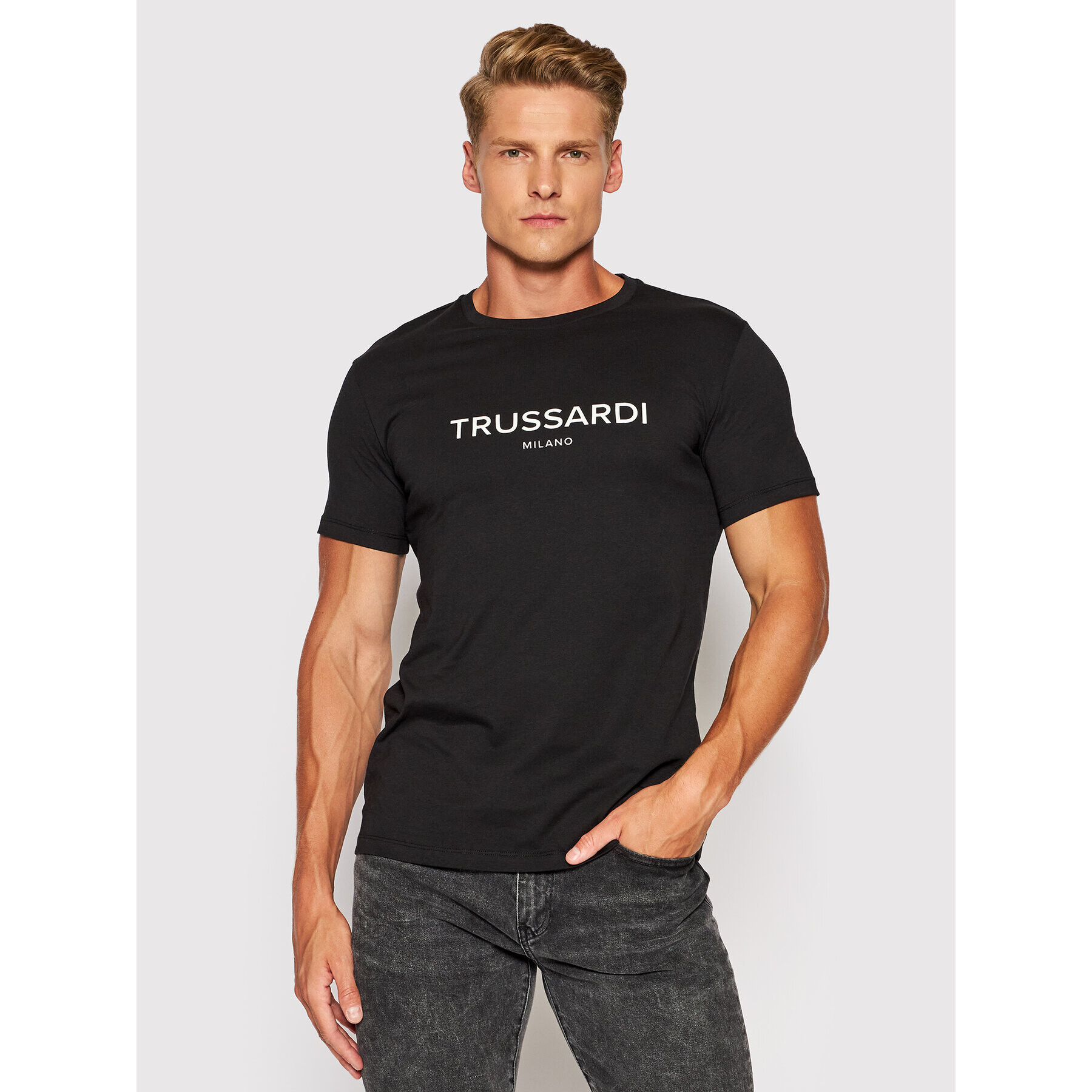 Trussardi Póló Logo 52T00509 Fekete Regular Fit - Pepit.hu