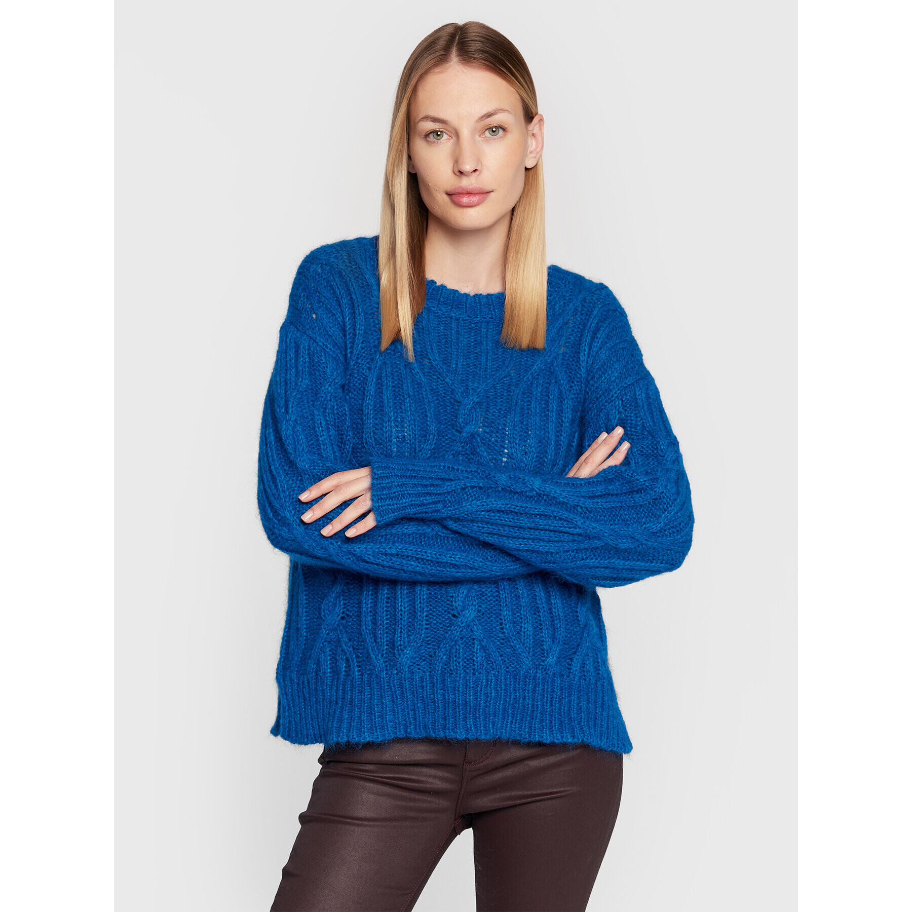 TWINSET Sweater 222TT334 Sötétkék Relaxed Fit - Pepit.hu