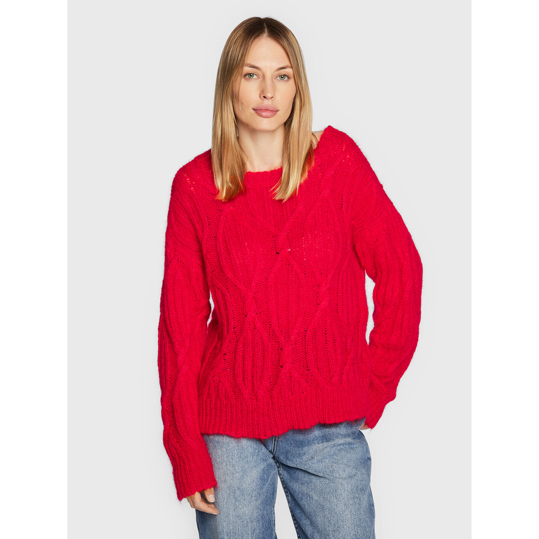 TWINSET Sweater 222TT3340 Piros Relaxed Fit - Pepit.hu