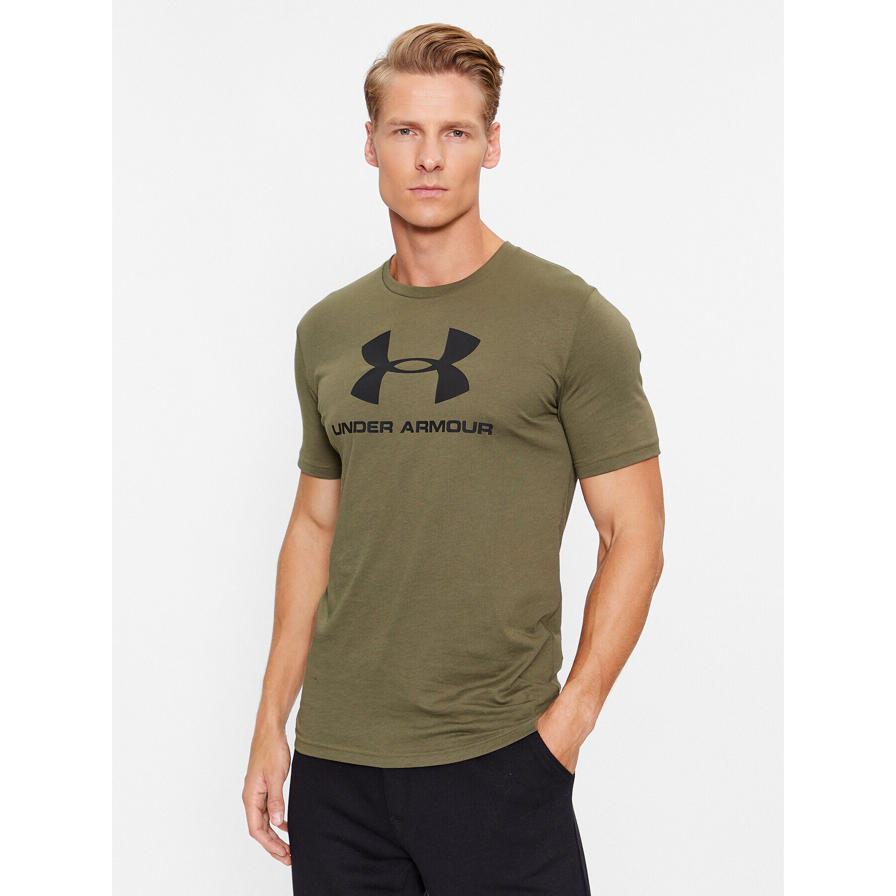 Under Armour Póló Ua Sportstyle Logo Ss 1329590 Khaki Loose Fit - Pepit.hu