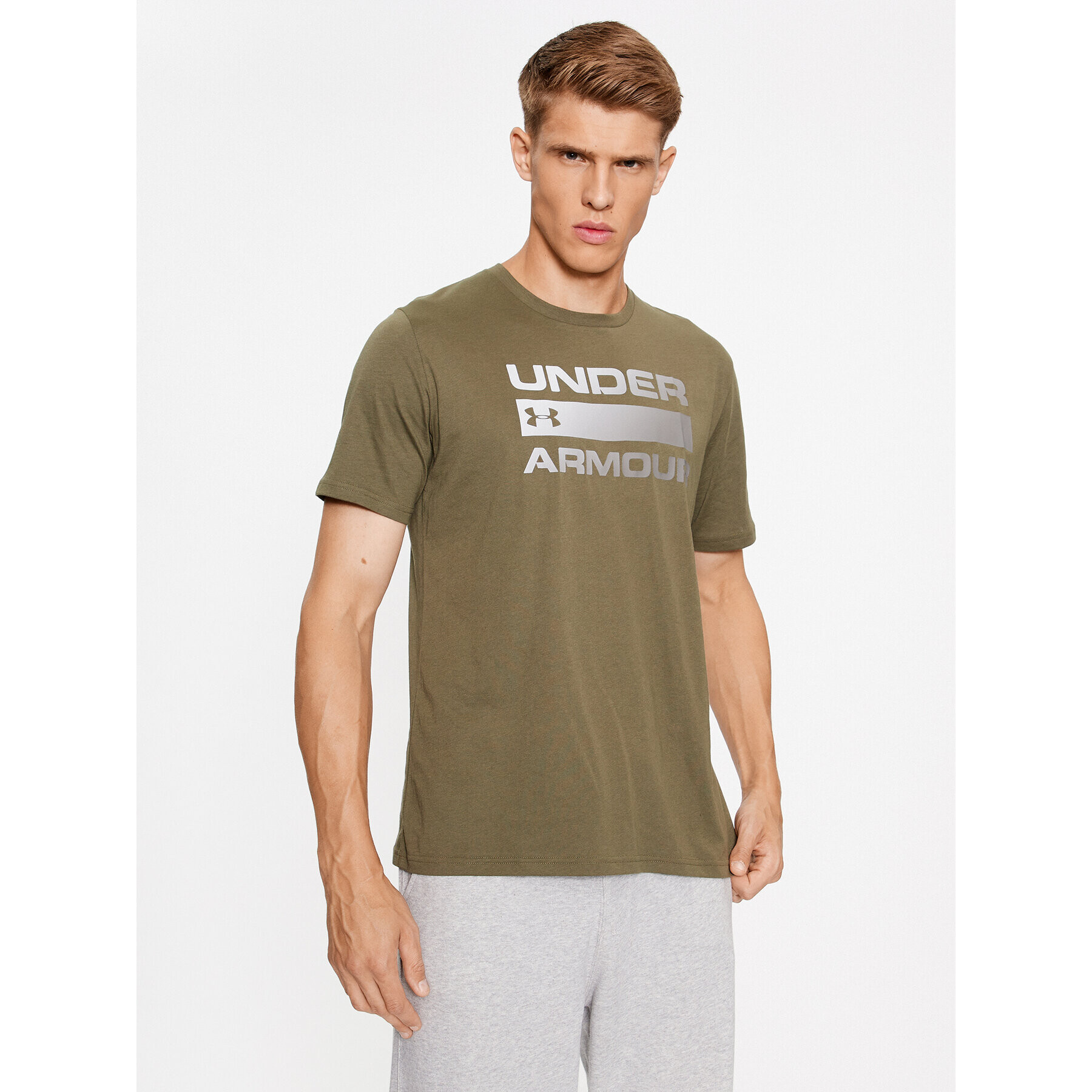 Under Armour Póló Ua Team Issue Wordmark Ss 1329582 Khaki Loose Fit - Pepit.hu