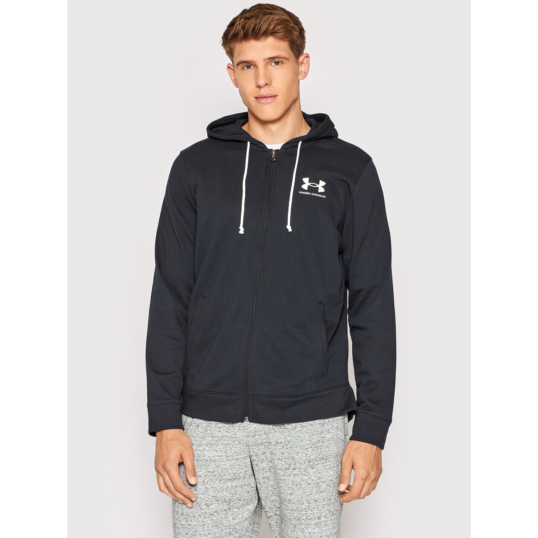 Under Armour Pulóver Rival Terry Full-Zip 1370409 Fekete Loose Fit - Pepit.hu