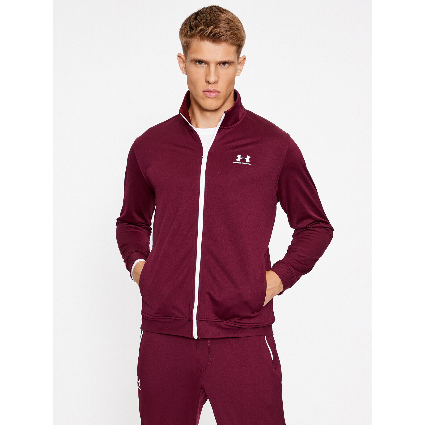 Under Armour Pulóver Sportstyle Tricot Jacket 1329293 Bordó Loose Fit - Pepit.hu