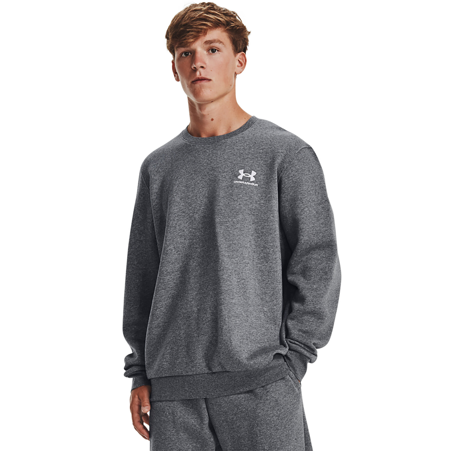 Under Armour Pulóver UA Essential Fleece Crew 1374250 Szürke Regular Fit - Pepit.hu