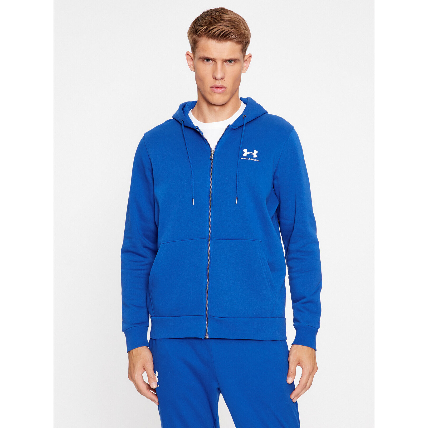 Under Armour Pulóver Ua Essential Fleece Fz Hood 1373881 Kék Loose Fit - Pepit.hu