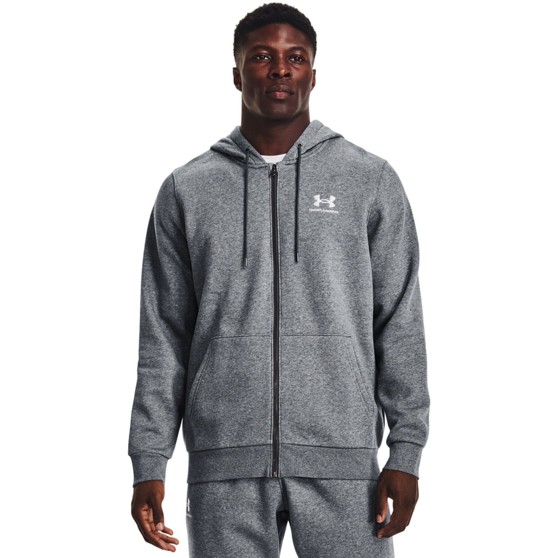 Under Armour Pulóver UA Essential Fleece FZ Hood 1373881 Szürke Regular Fit - Pepit.hu