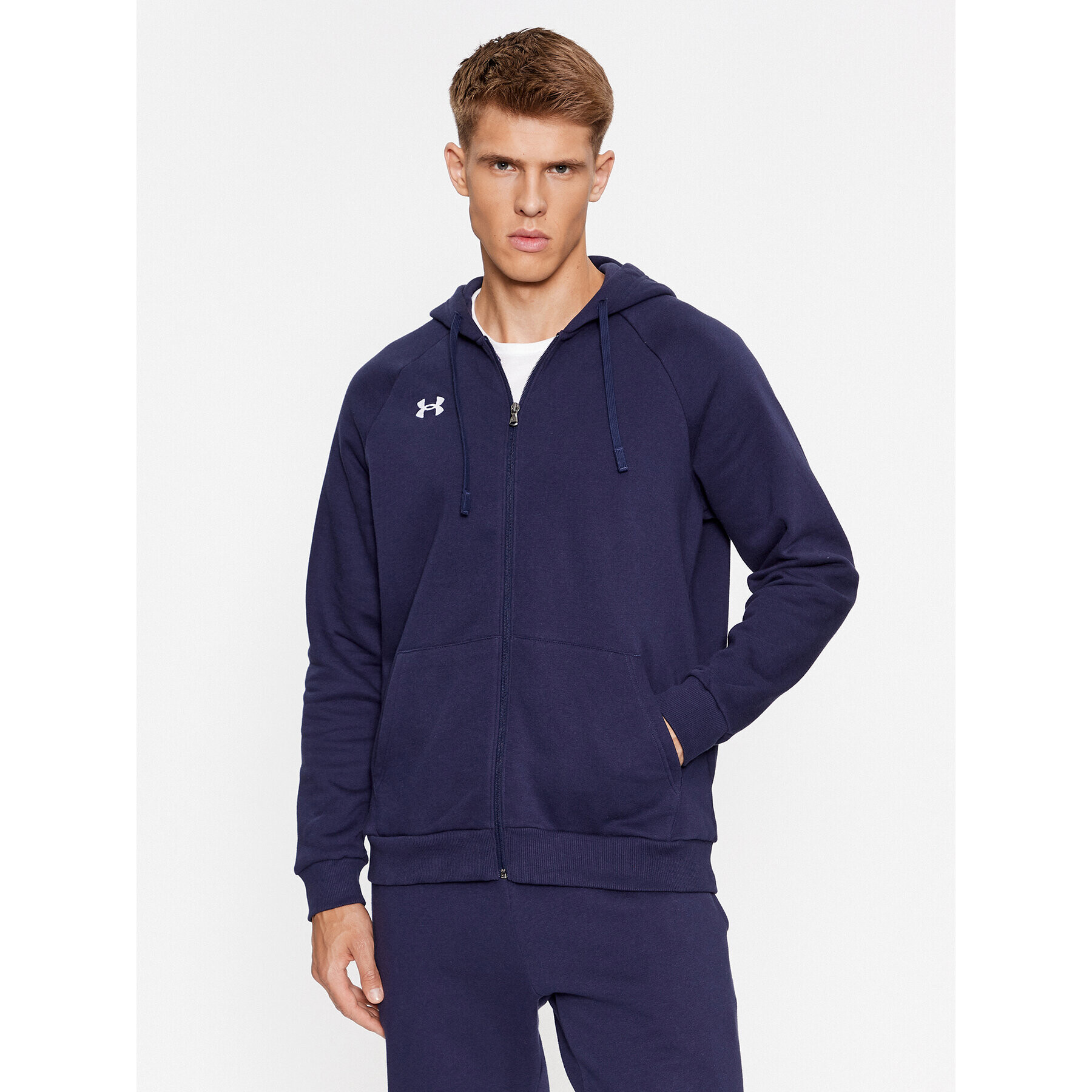 Under Armour Pulóver Ua Rival Fleece Fz Hoodie 1379767 Sötétkék Loose Fit - Pepit.hu