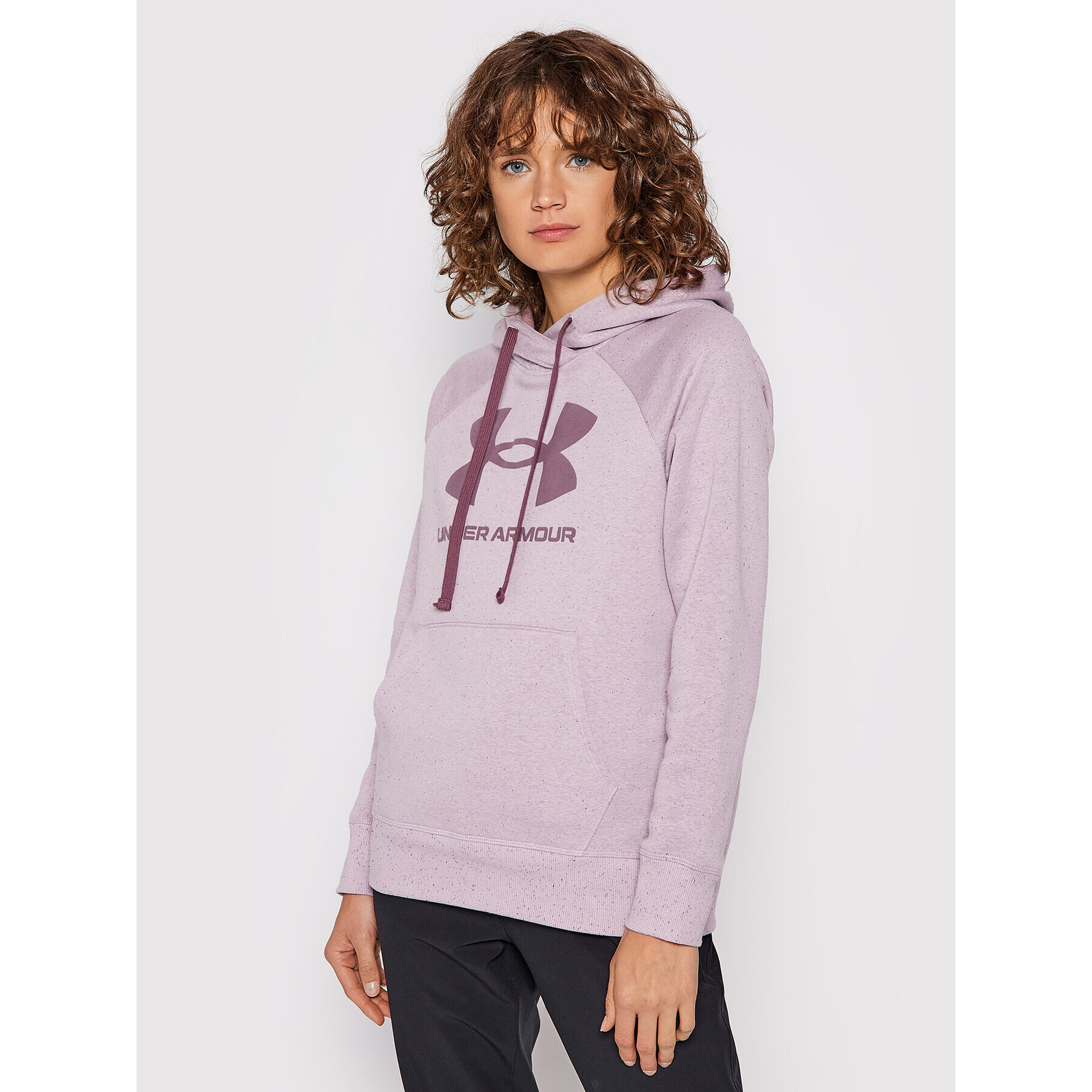 Under Armour Pulóver Ua Rival Fleece Logo 1356318 Lila Loose Fit - Pepit.hu