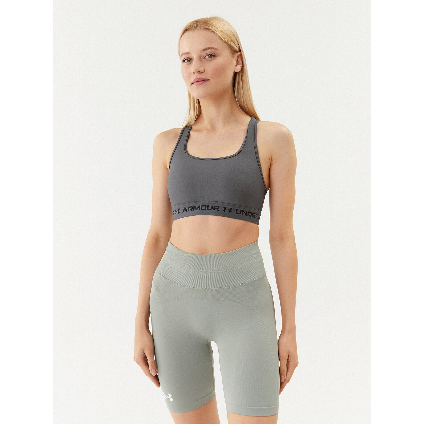 Under Armour Sport melltartó Ua Crossback Mid Bra 1361034 Szürke Compression Fit - Pepit.hu