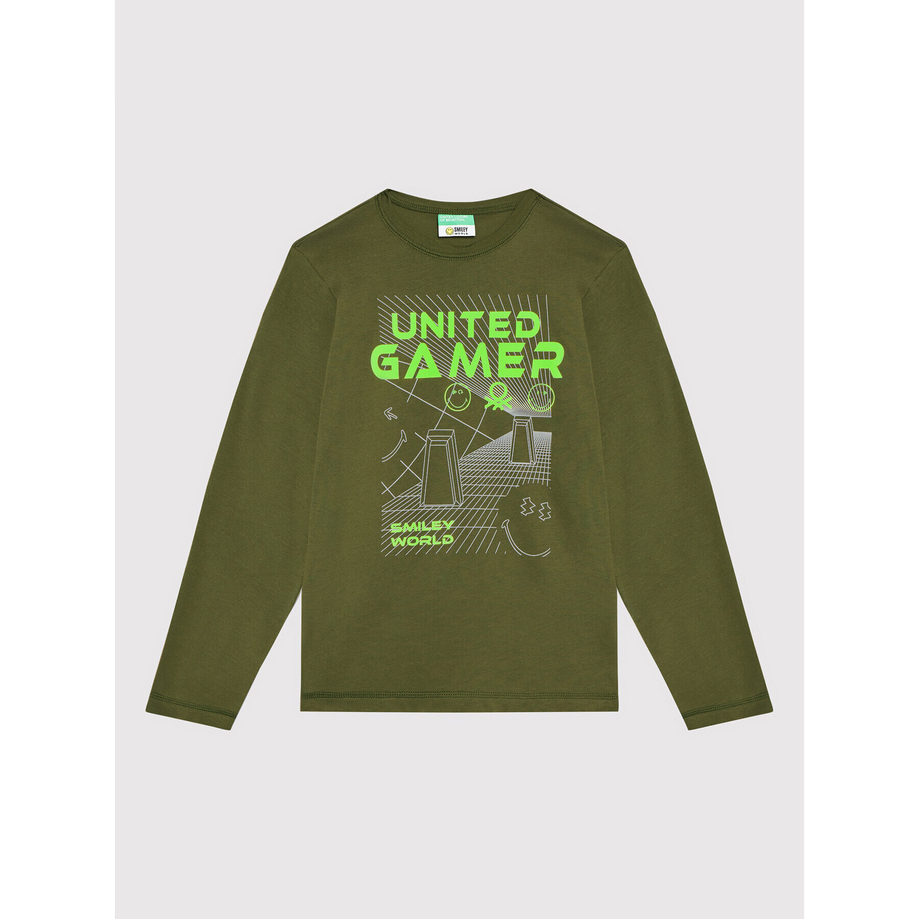 United Colors Of Benetton Blúz 3096C15E2 Zöld Regular Fit - Pepit.hu