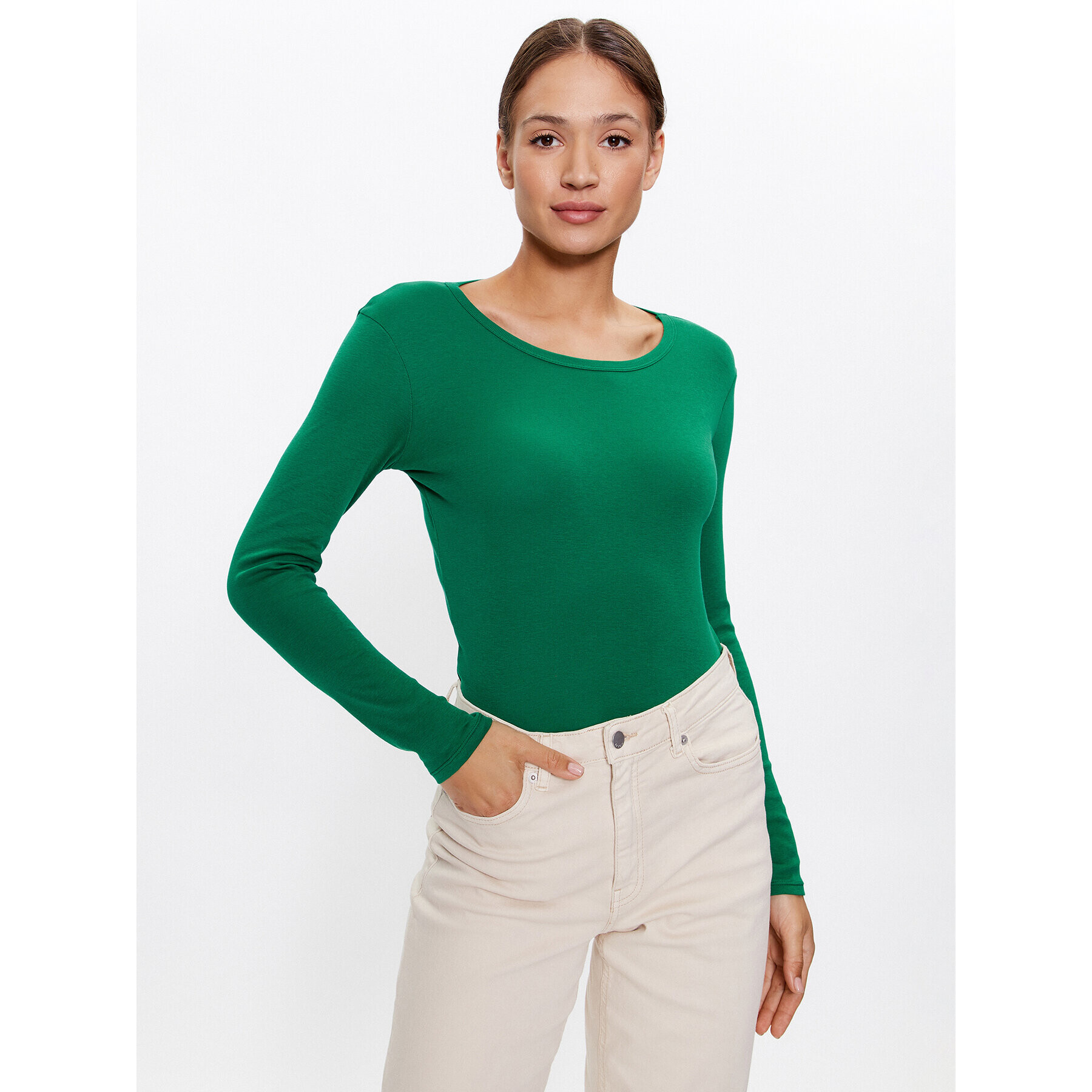 United Colors Of Benetton Blúz 3GA2E16F9 Zöld Regular Fit - Pepit.hu