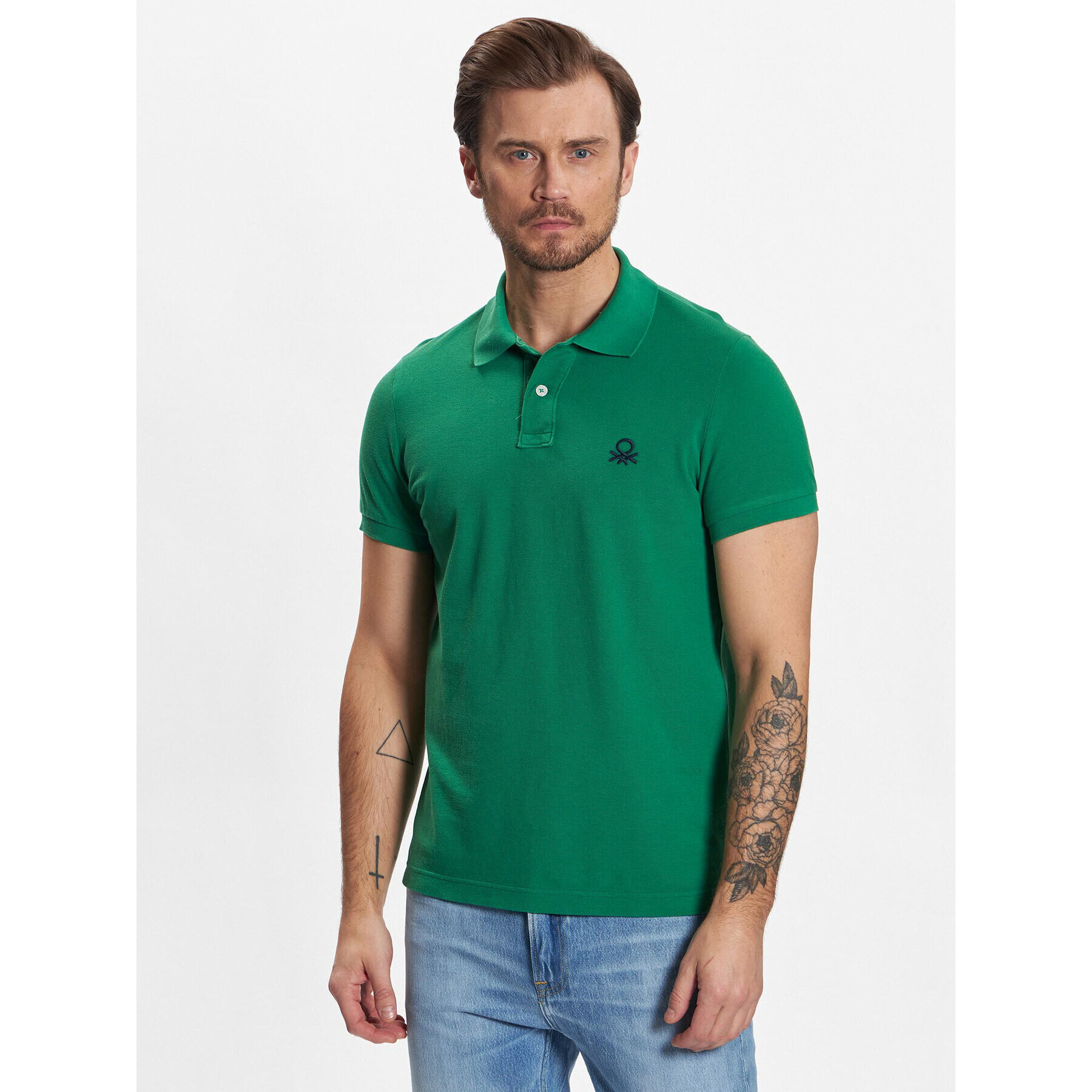 United Colors Of Benetton Pólóing 3089J3178 Zöld Slim Fit - Pepit.hu