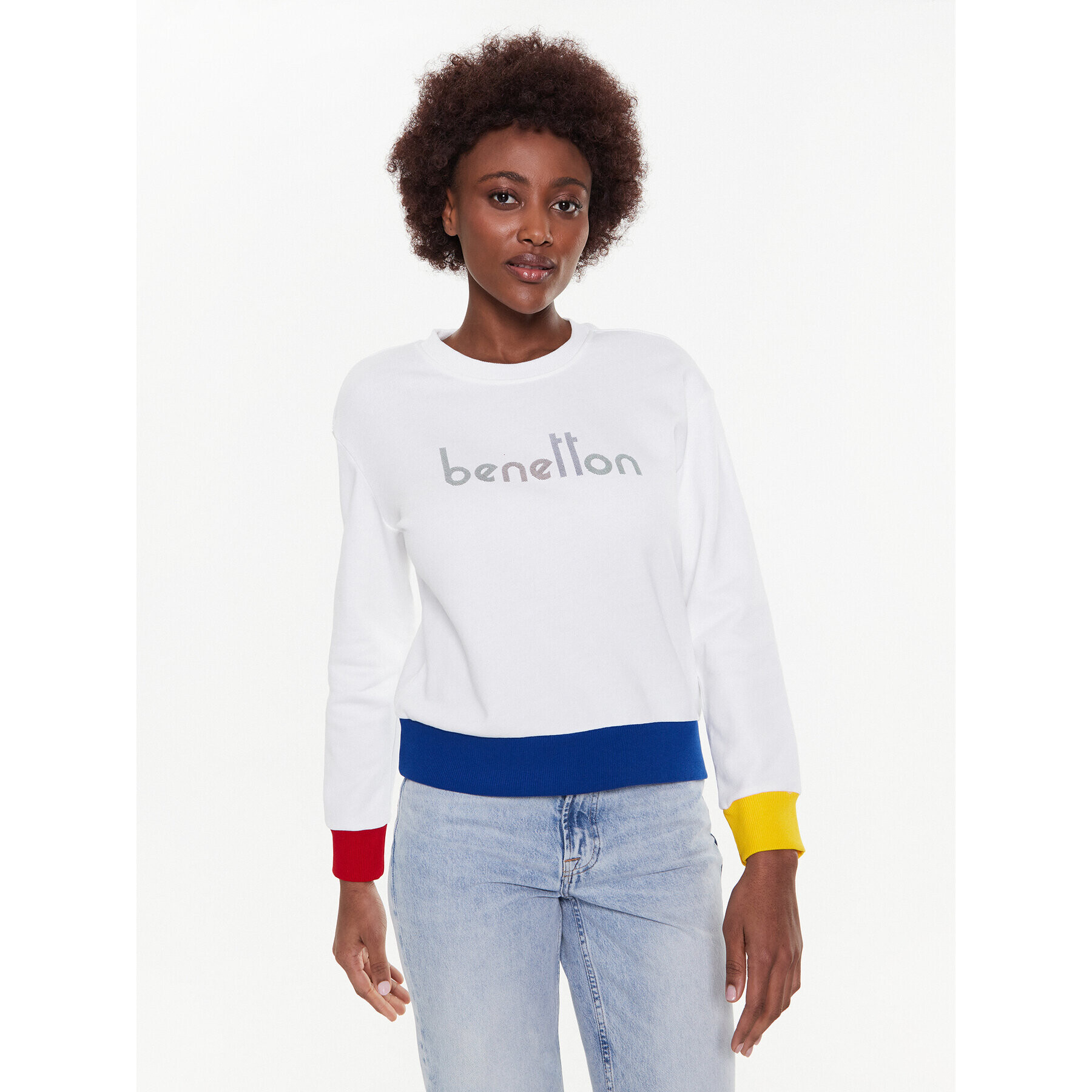 United Colors Of Benetton Pulóver 3J68D103O Fehér Regular Fit - Pepit.hu