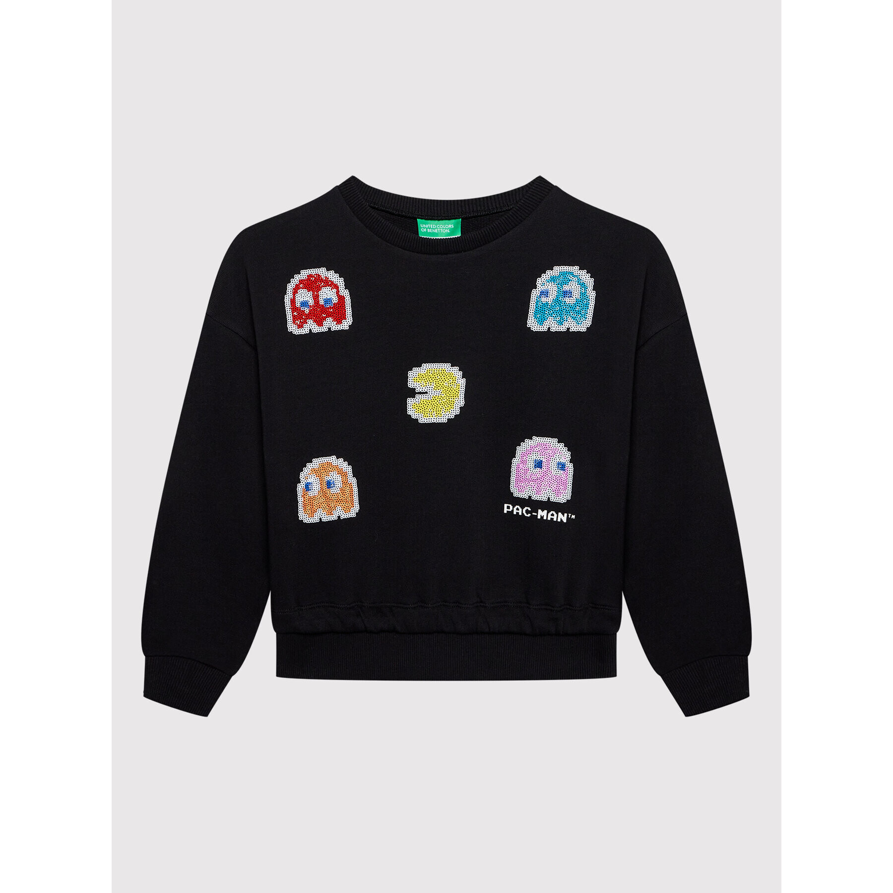 United Colors Of Benetton Pulóver PAC-MAN 3J68C103D Fekete Regular Fit - Pepit.hu