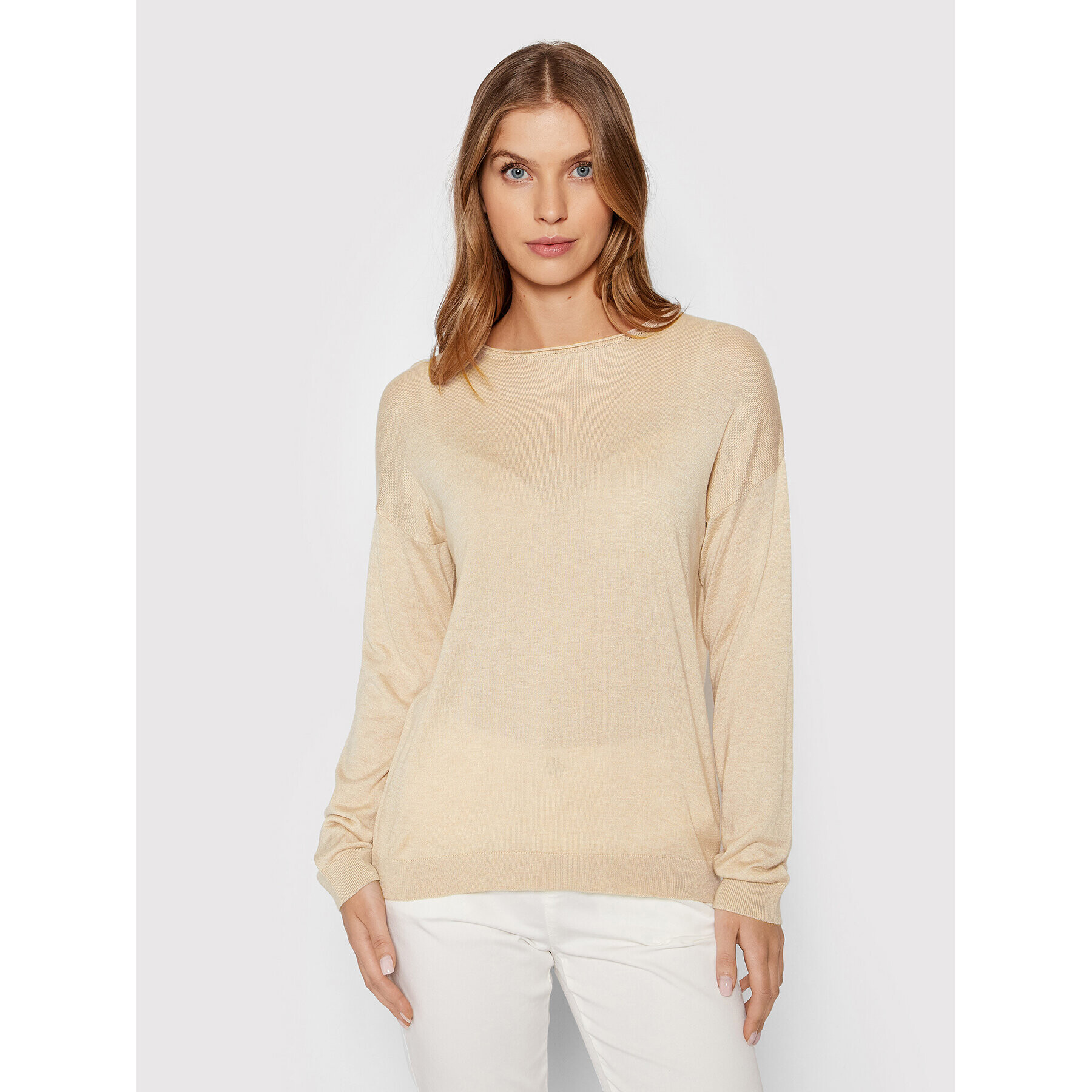 United Colors Of Benetton Sweater 1011E100H Bézs Relaxed Fit - Pepit.hu