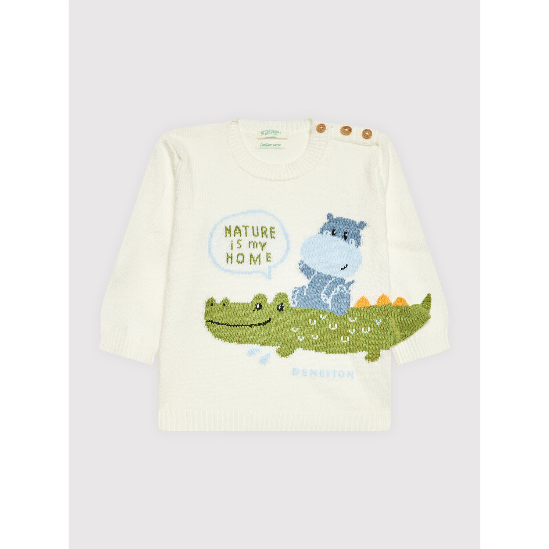 United Colors Of Benetton Sweater 1036B1002 Ekru Regular Fit - Pepit.hu