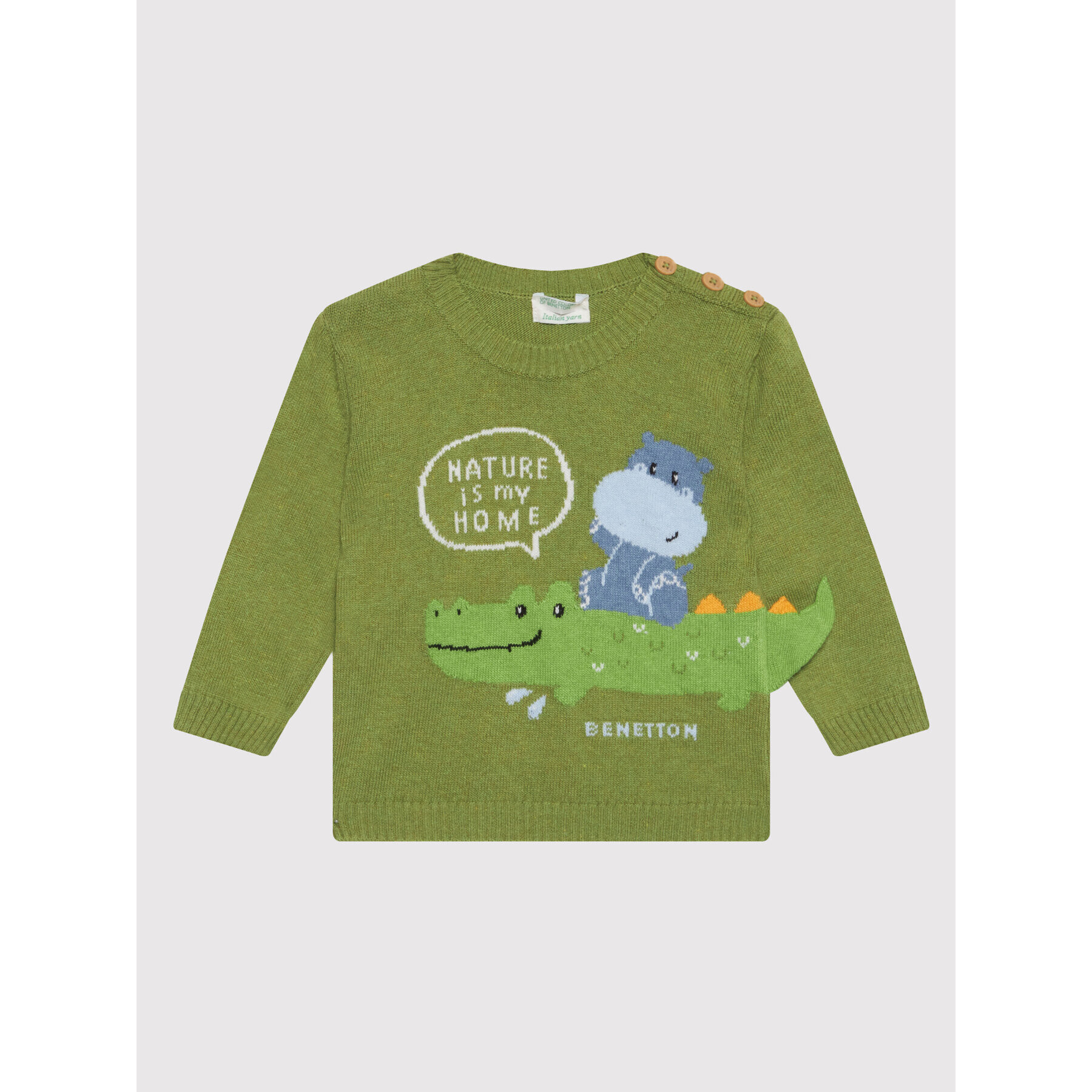 United Colors Of Benetton Sweater 1036B1002 Zöld Regular Fit - Pepit.hu