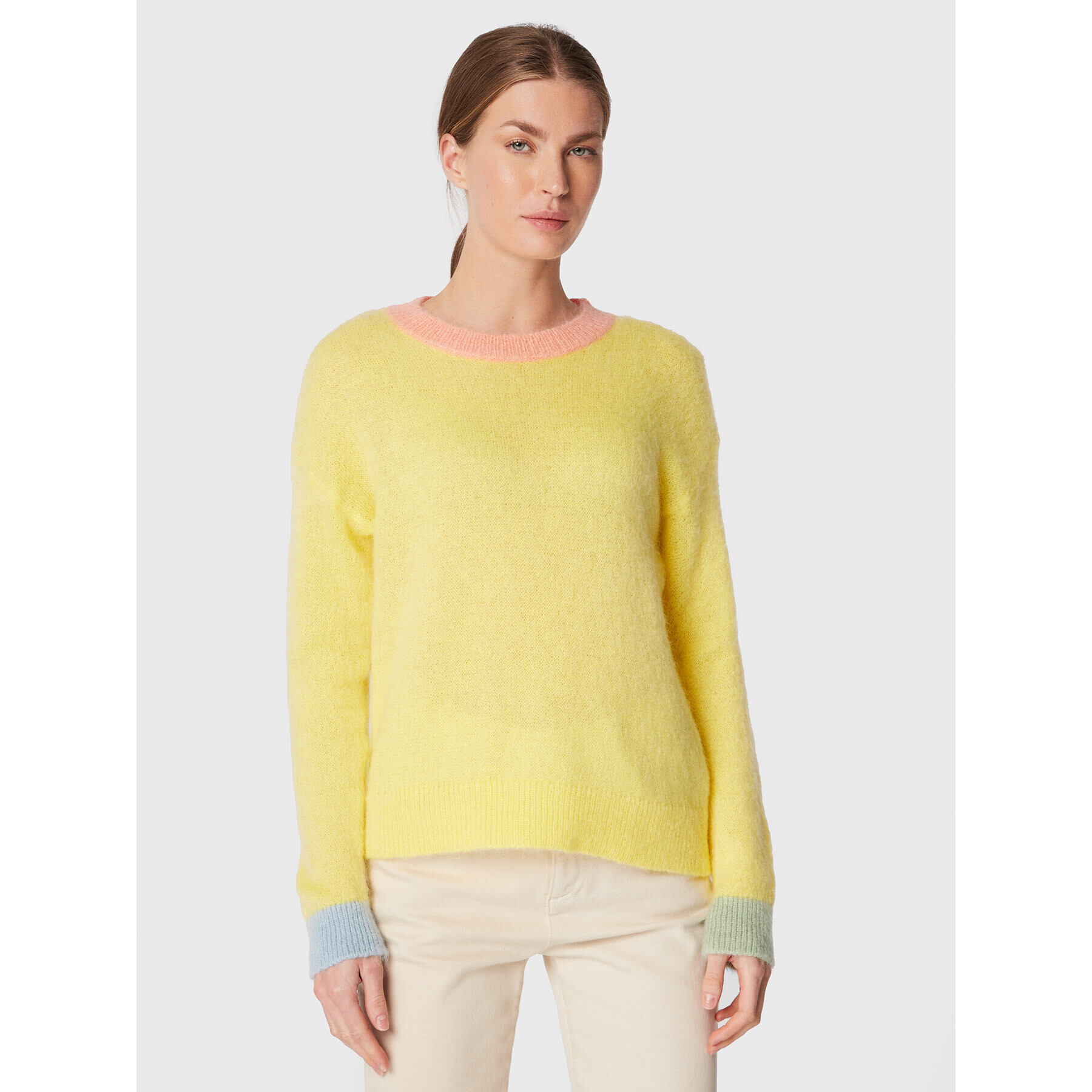 United Colors Of Benetton Sweater 1042E102Z Sárga Regular Fit - Pepit.hu