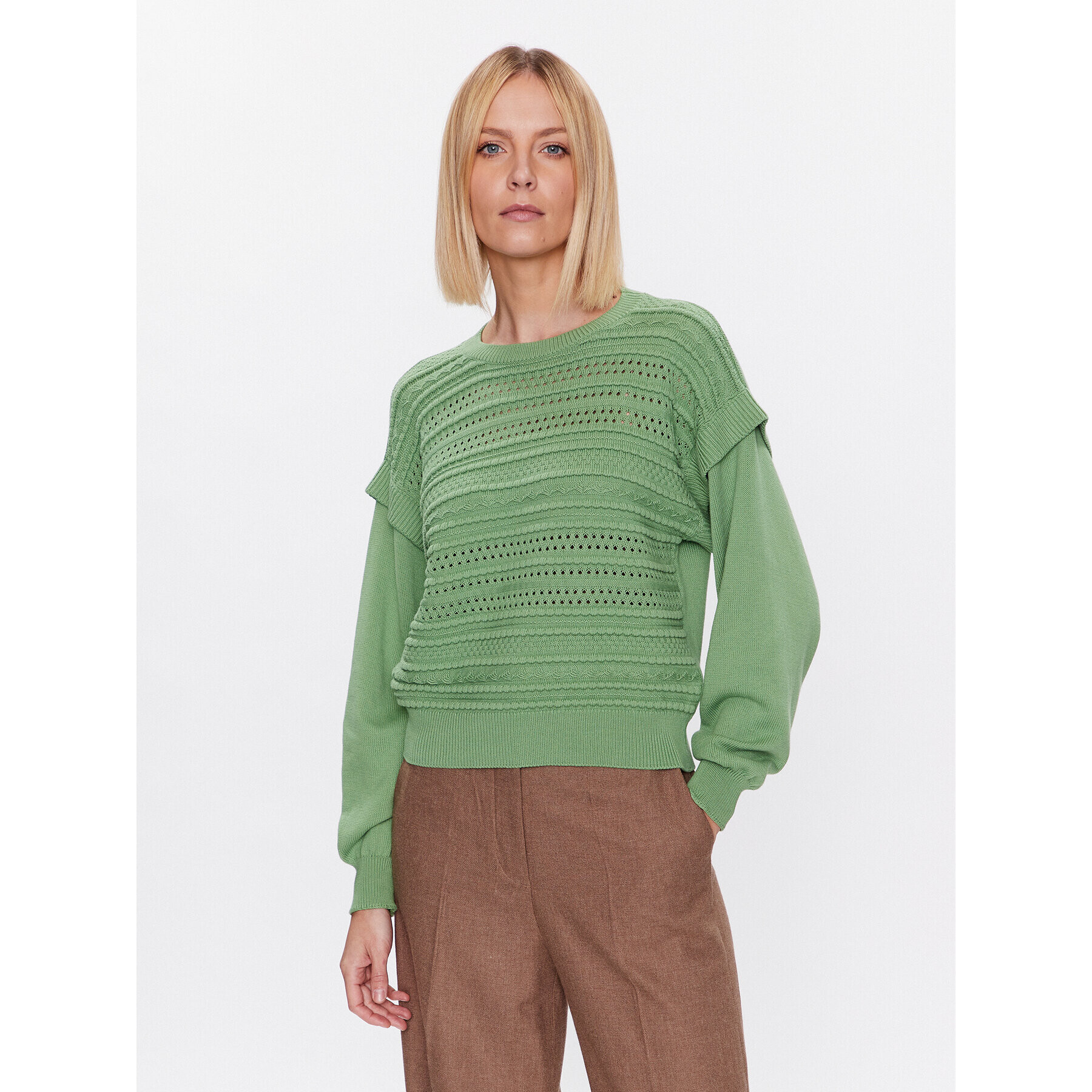 United Colors Of Benetton Sweater 105FD105M Zöld Regular Fit - Pepit.hu