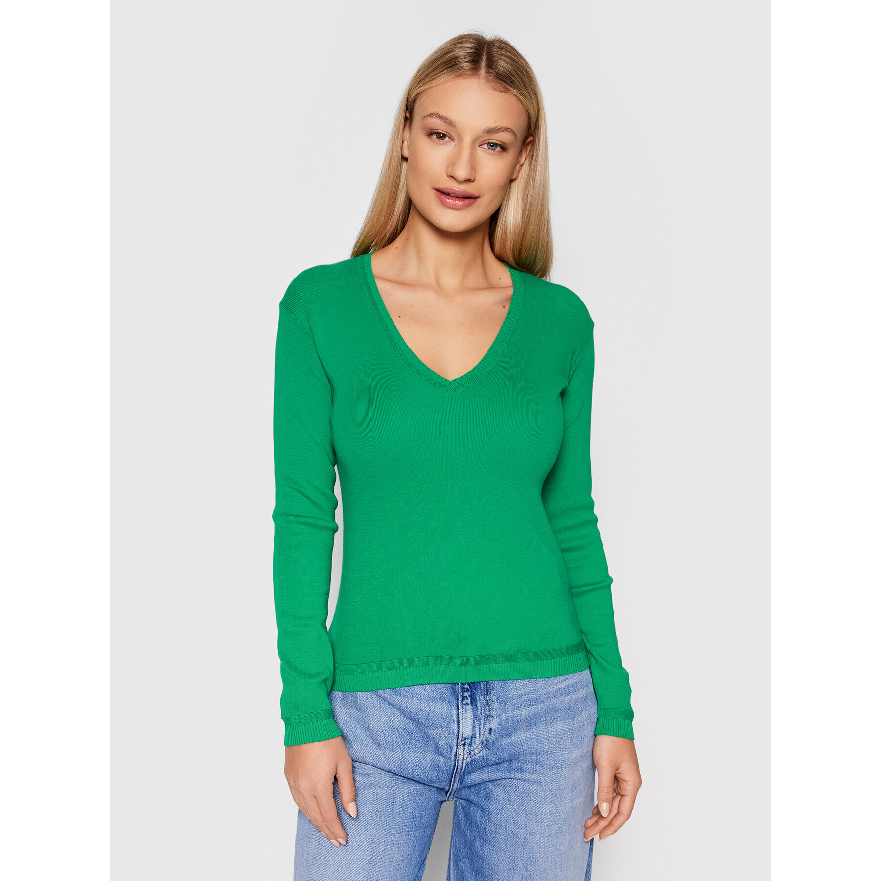 United Colors Of Benetton Sweater 1091D4625 Zöld Regular Fit - Pepit.hu