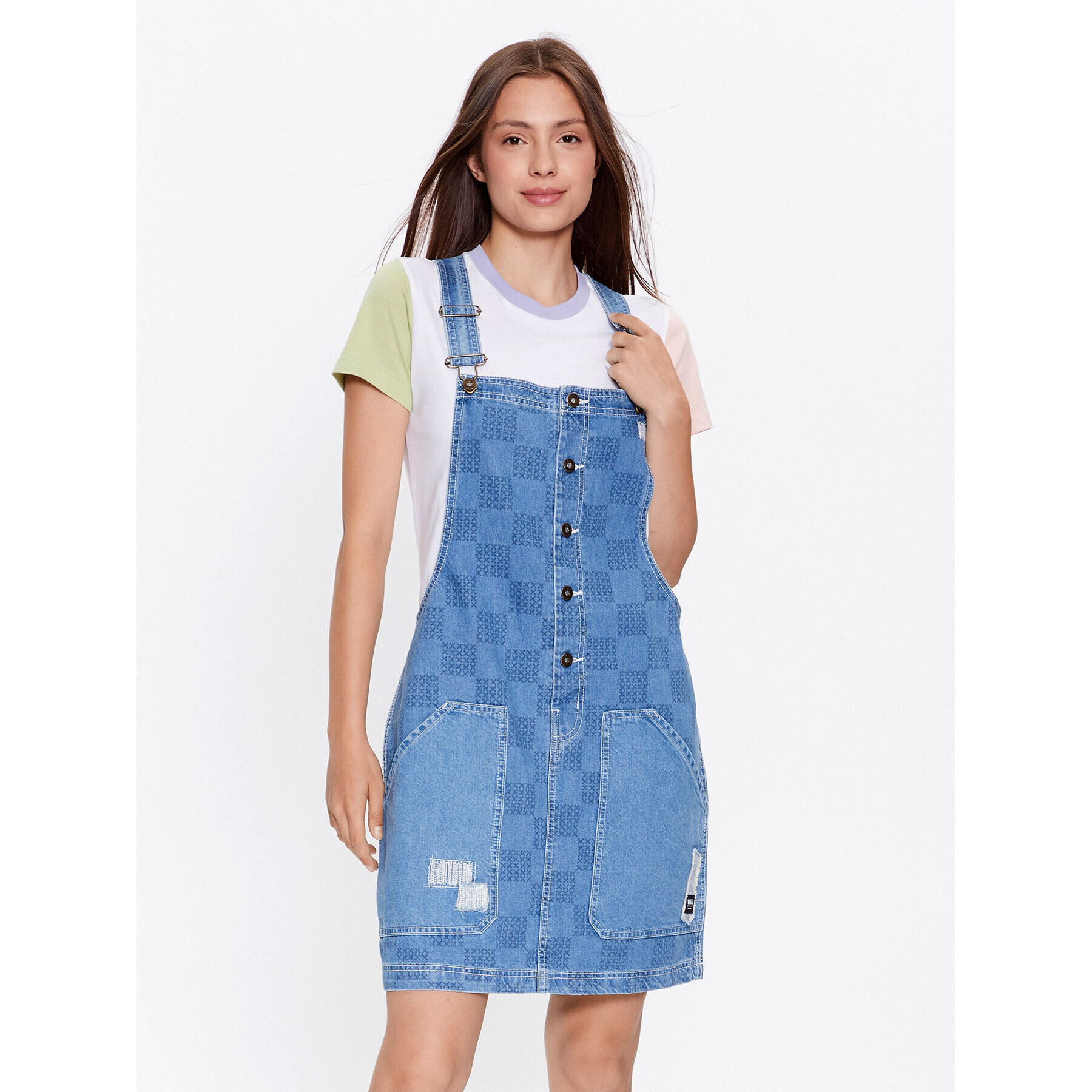 Vans Farmer ruha Mended Check Denim Pinafore VN00075R Szürke Regular Fit - Pepit.hu