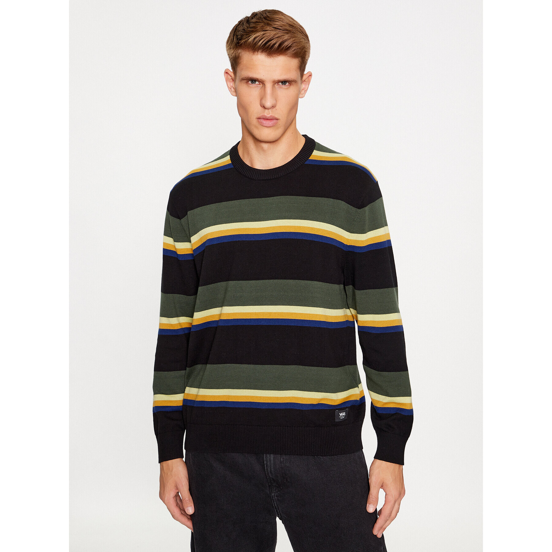 Vans Pulóver Tacuba Stripe Crew Sweater VN000F50CM31 Fekete Regular Fit - Pepit.hu