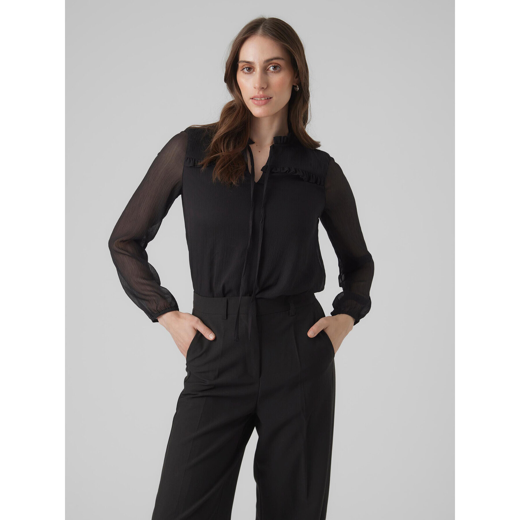 Vero Moda Blúz Milla 10295551 Fekete Regular Fit - Pepit.hu