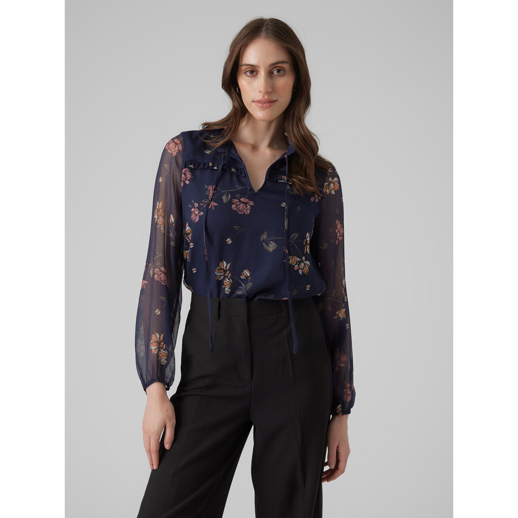 Vero Moda Blúz Milla 10295551 Sötétkék Regular Fit - Pepit.hu