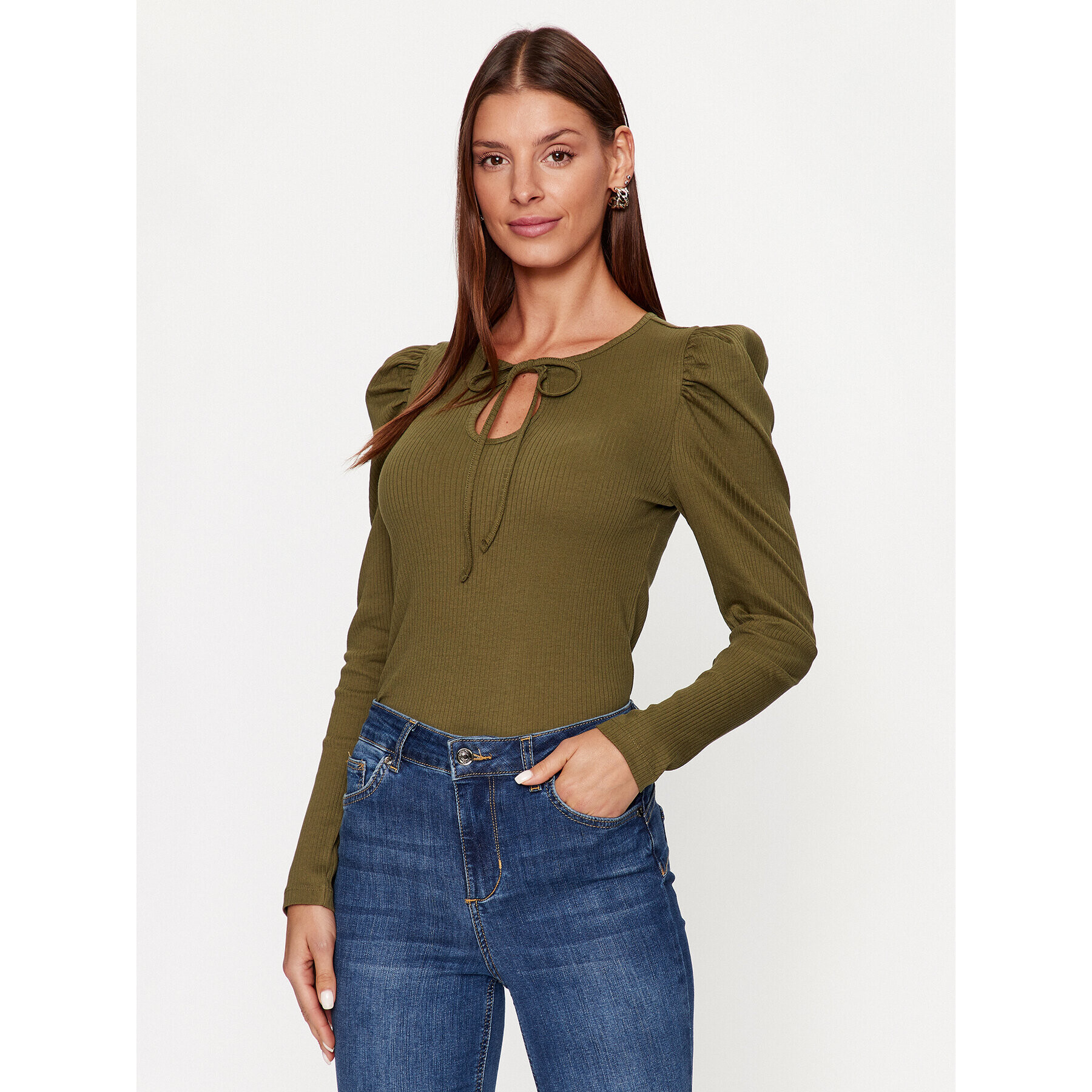 Vero Moda Blúz 10296235 Zöld Tight Fit - Pepit.hu