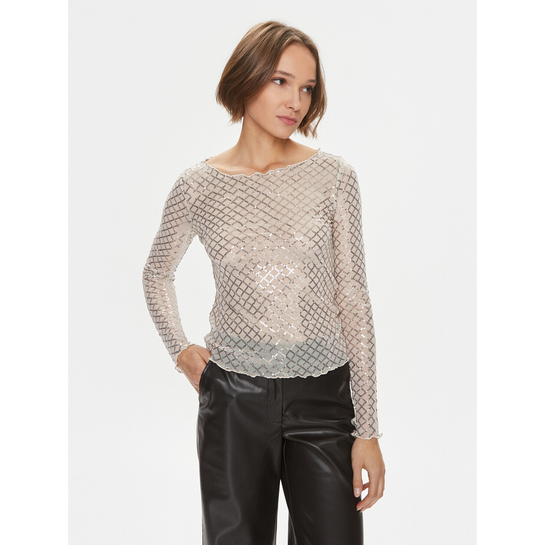 Vero Moda Blúz 10299302 Bézs Regular Fit - Pepit.hu