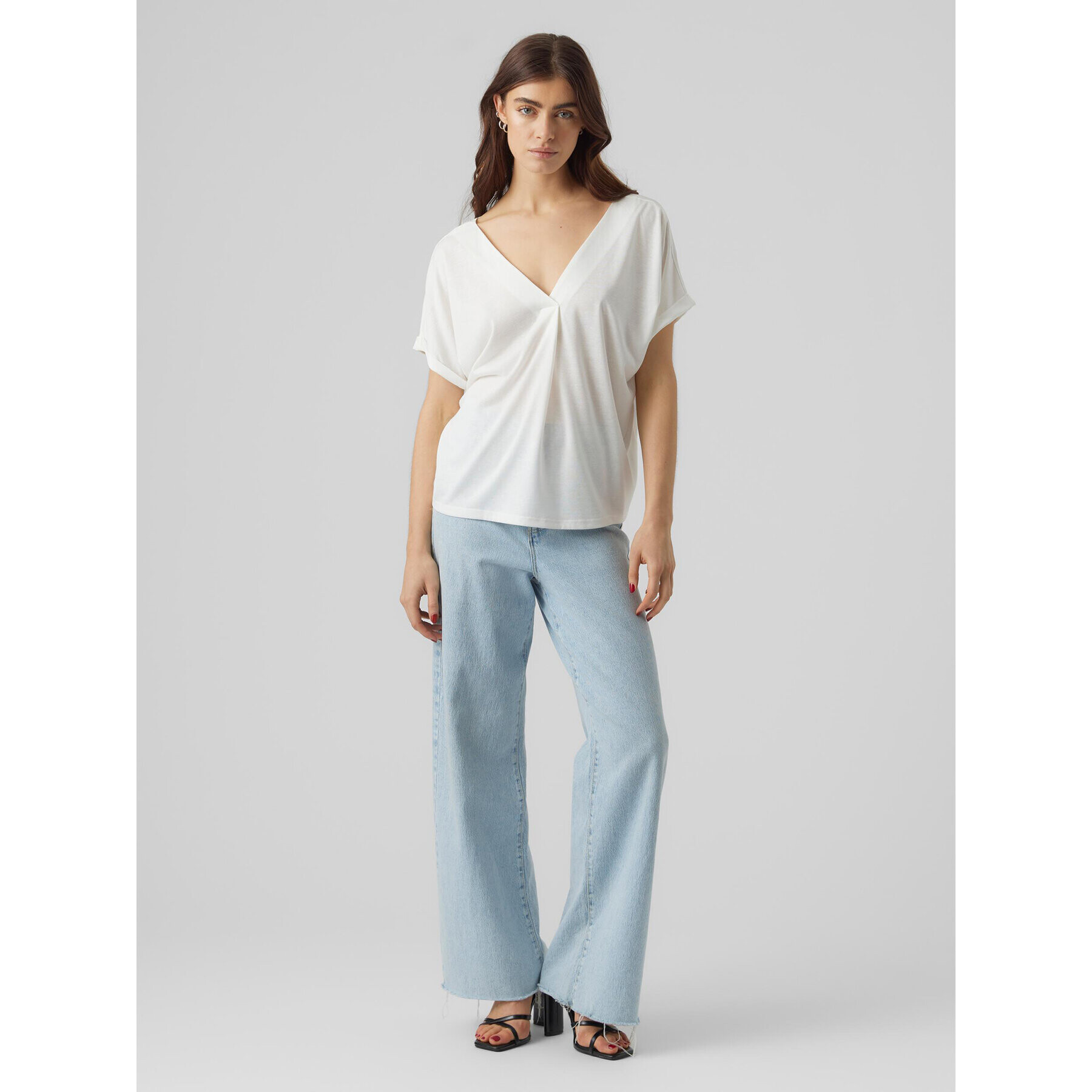 Vero Moda Blúz Flia 10288373 Fehér Wide Fit - Pepit.hu