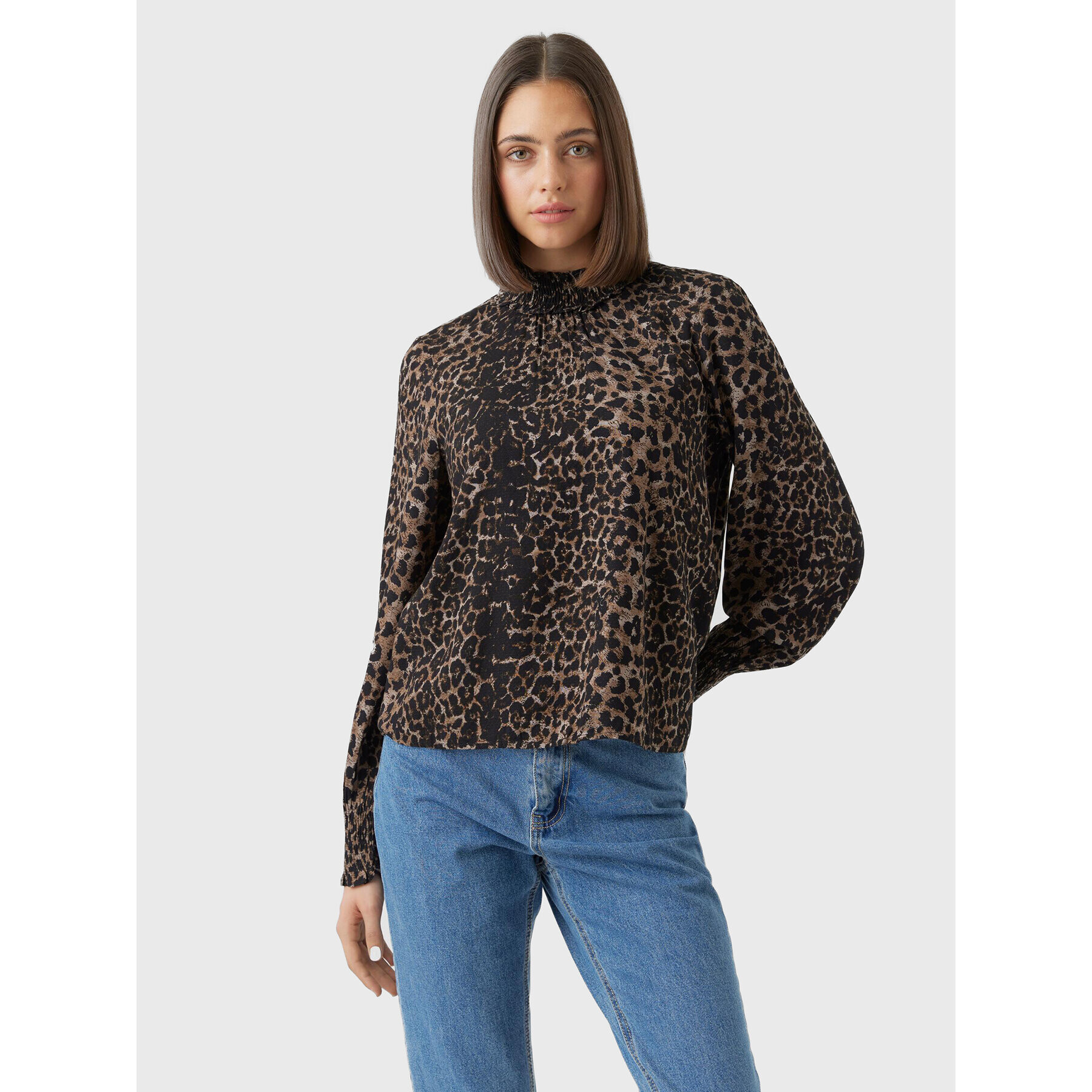 Vero Moda Blúz Kittie 10276212 Barna Relaxed Fit - Pepit.hu