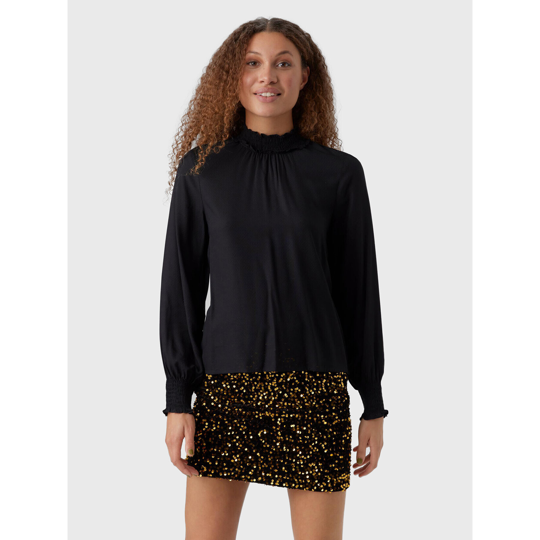 Vero Moda Blúz Kittie 10276212 Fekete Relaxed Fit - Pepit.hu