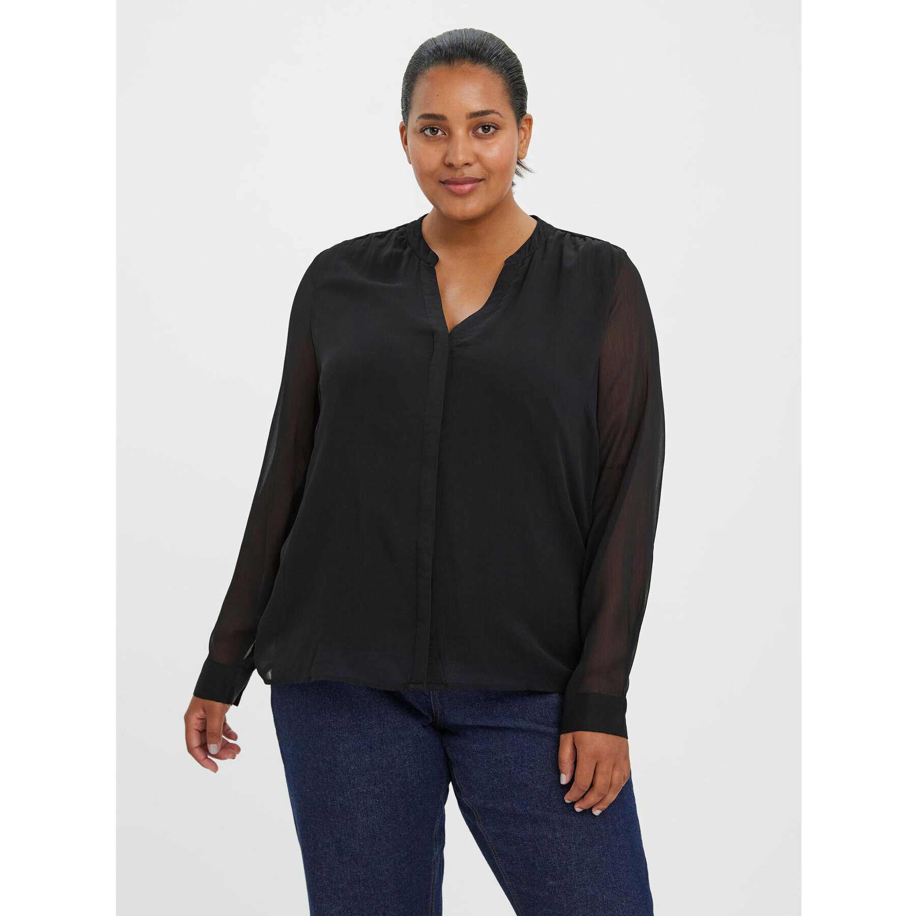 Vero Moda Curve Blúz Kaya 10280402 Fekete Regular Fit - Pepit.hu