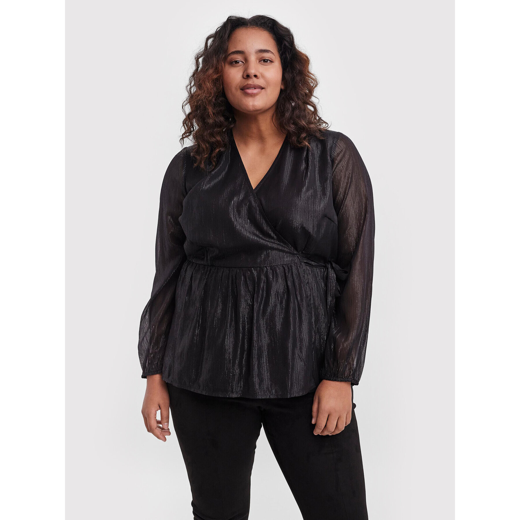 Vero Moda Curve Blúz Lisa 10256711 Fekete Regular Fit - Pepit.hu