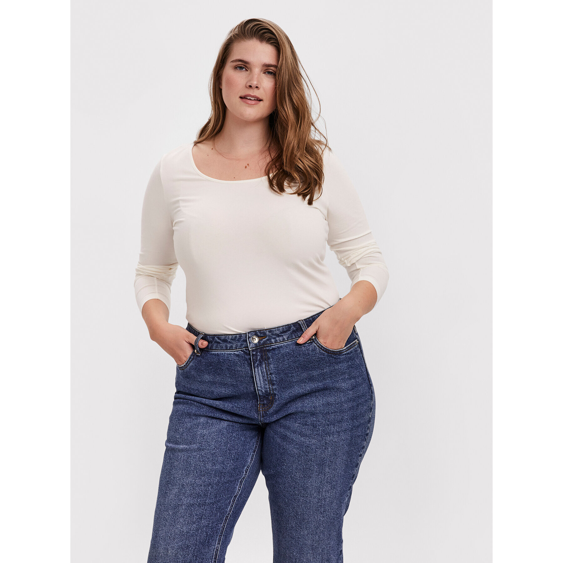 Vero Moda Curve Blúz Paxi 10251959 Fehér Regular Fit - Pepit.hu