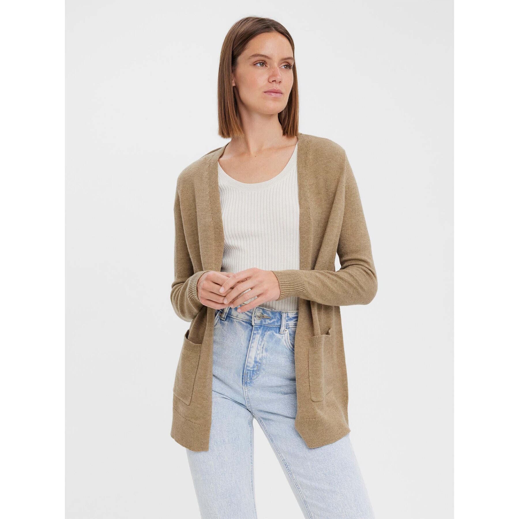 Vero Moda Kardigán 10269434 Bézs Regular Fit - Pepit.hu