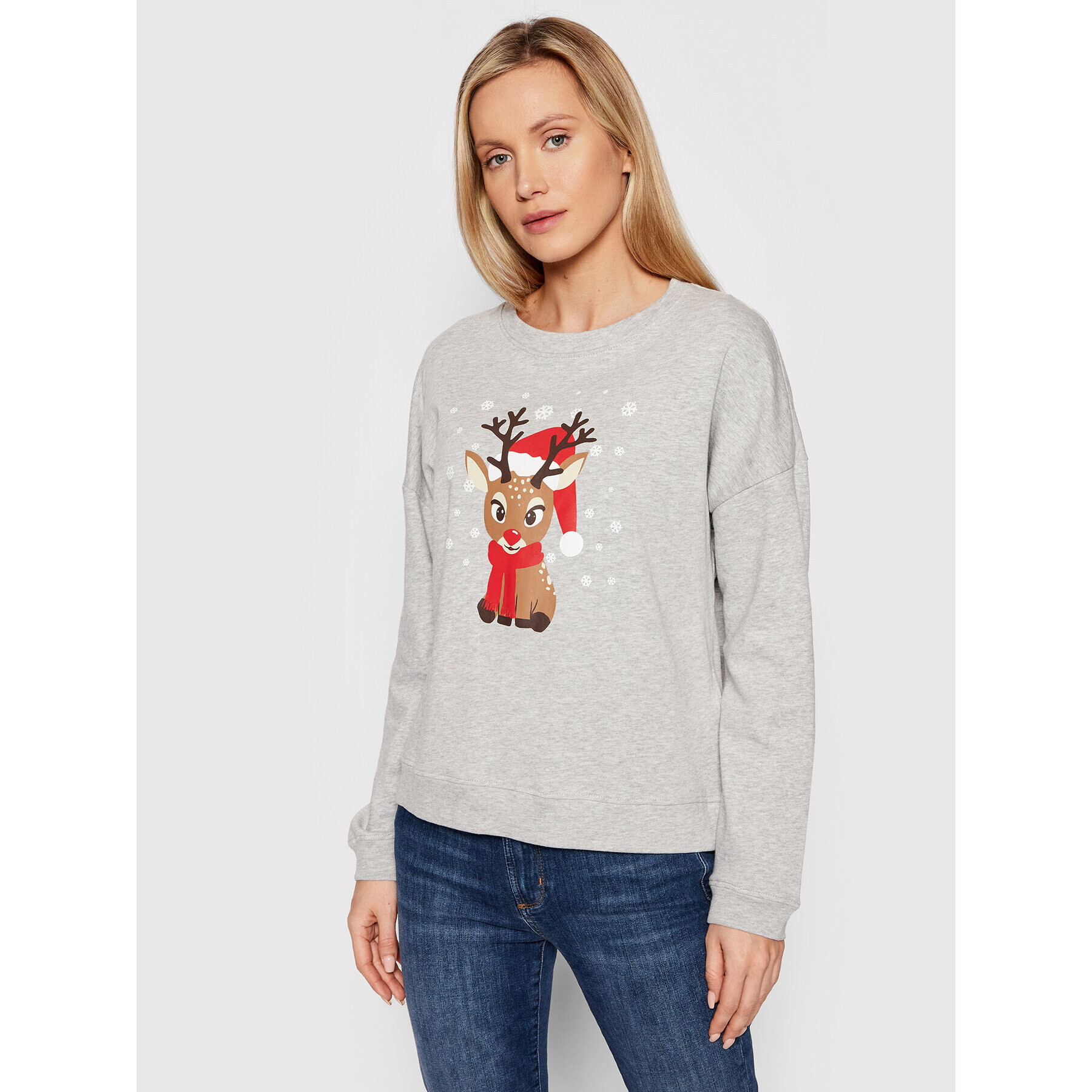 Vero Moda Pulóver Reindeer 10262925 Szürke Relaxed Fit - Pepit.hu