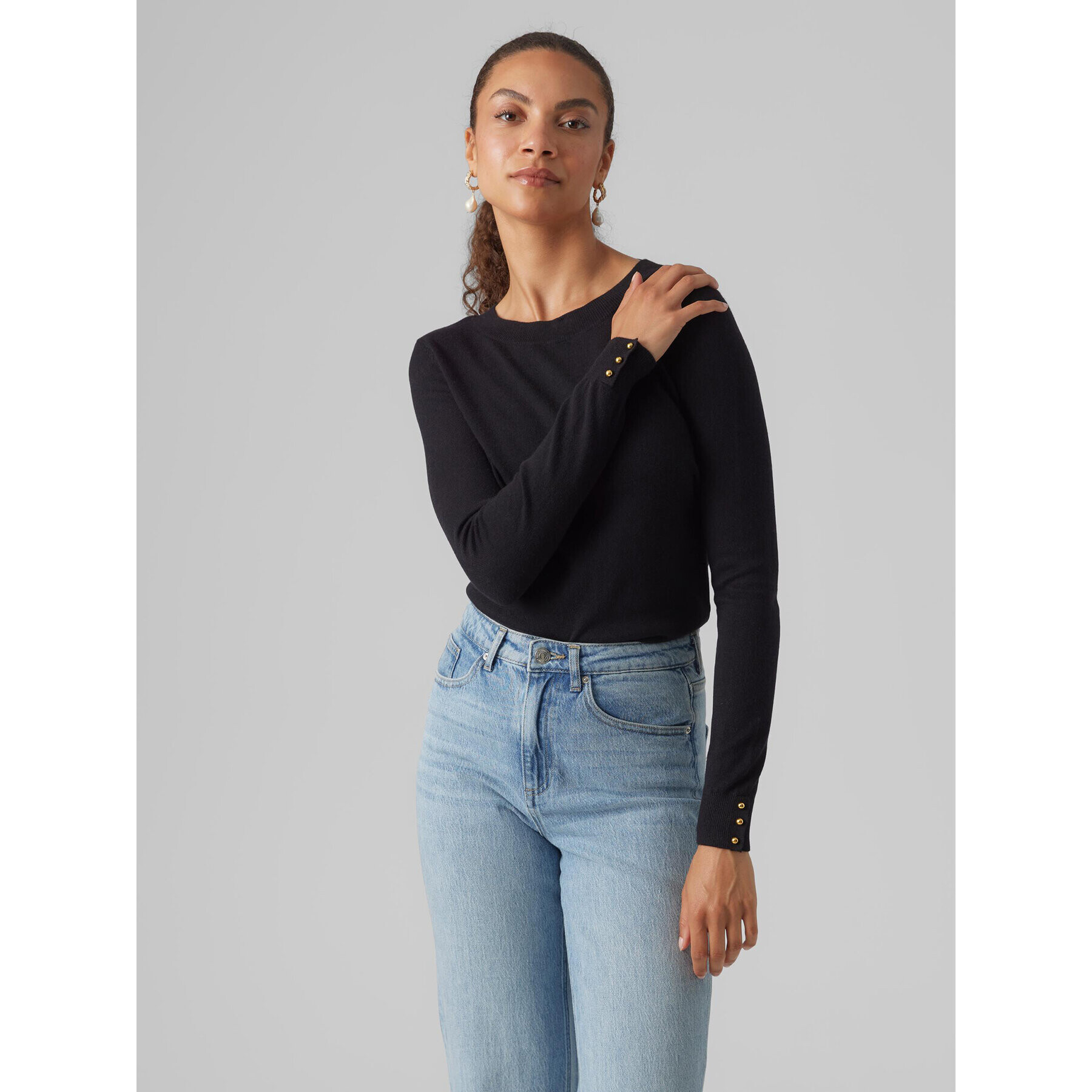 Vero Moda Sweater 10291147 Fekete Regular Fit - Pepit.hu